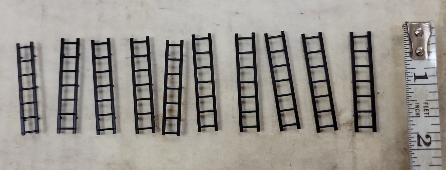 AMERICAN FLYER, LADDER, LOT OF 10, BLACK,  S Gauge, Trains Parts, (X9)