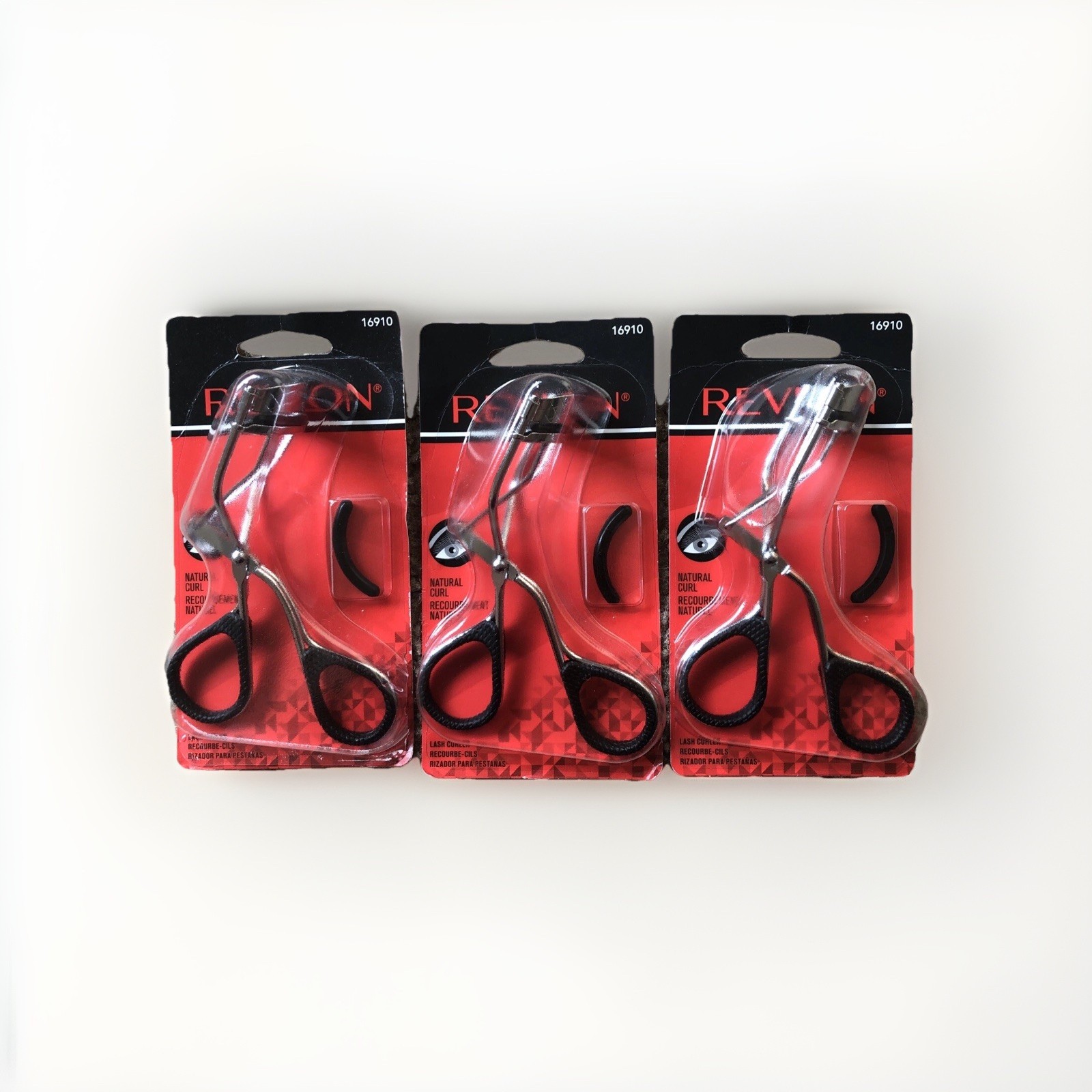 A lot of 3x Revlon Eyelash Curlers – Natural Curl, Stainless Steel, Model 16910