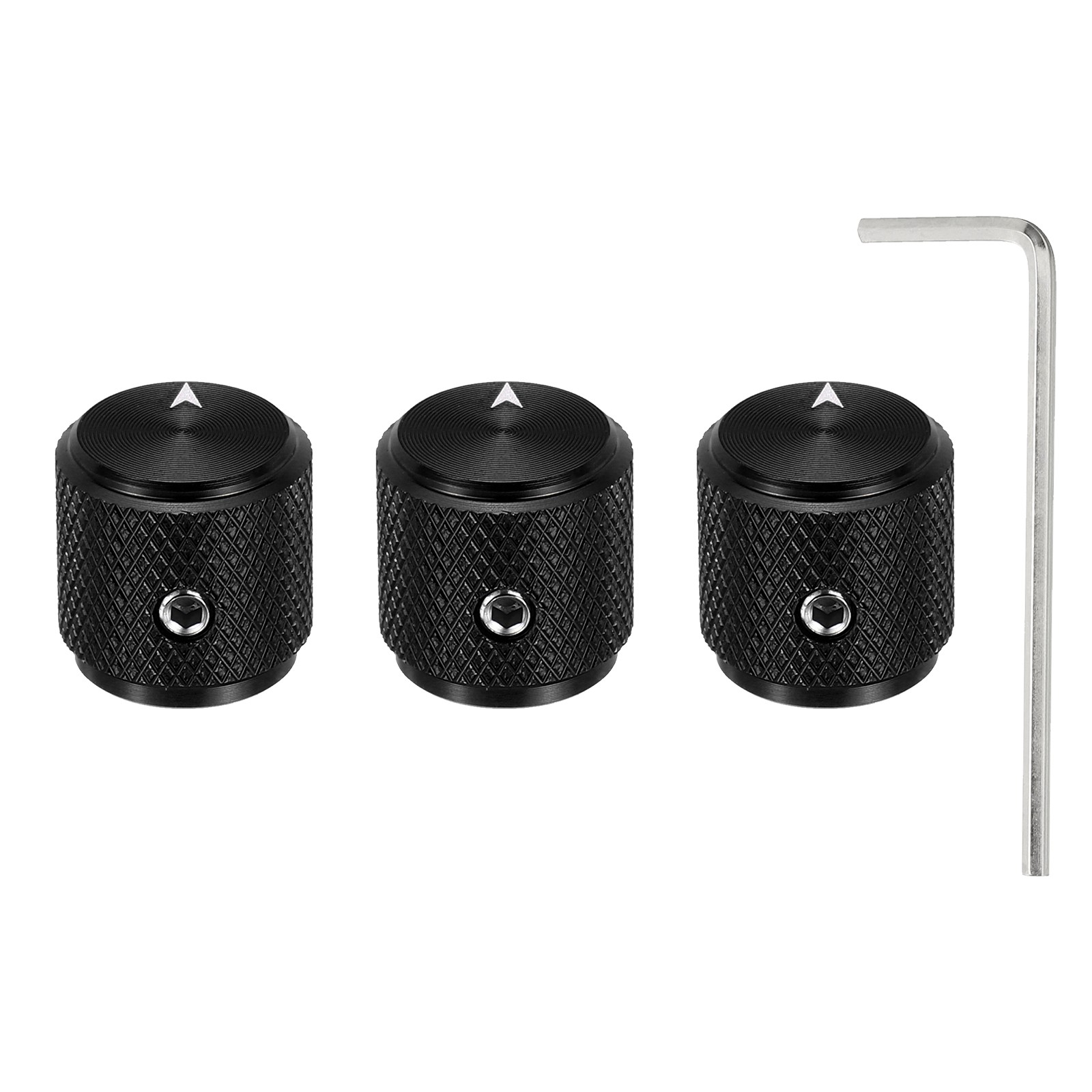 3 Pcs Aluminium Knobs, 1/4" (6mm) with Arrow Indicator, 1/2" Black