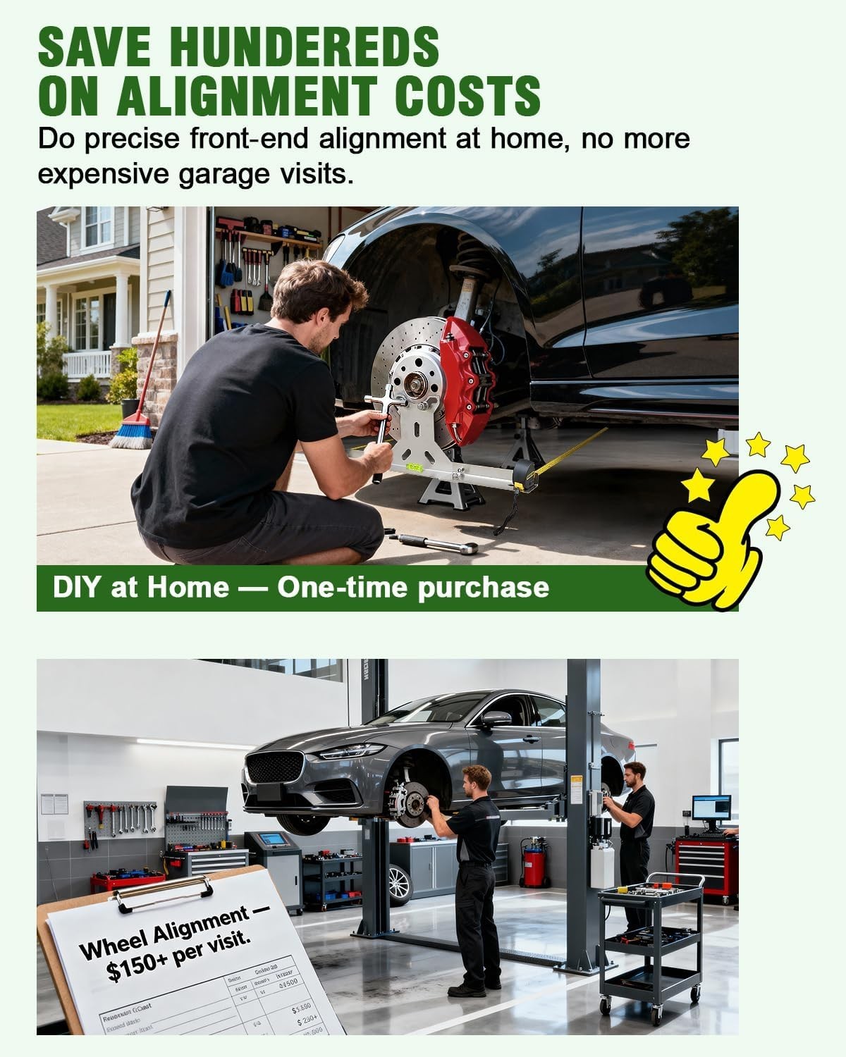 Stainless Steel Wheel Toe Alignment Tool Kit for DIY Garage Use - Compact Design