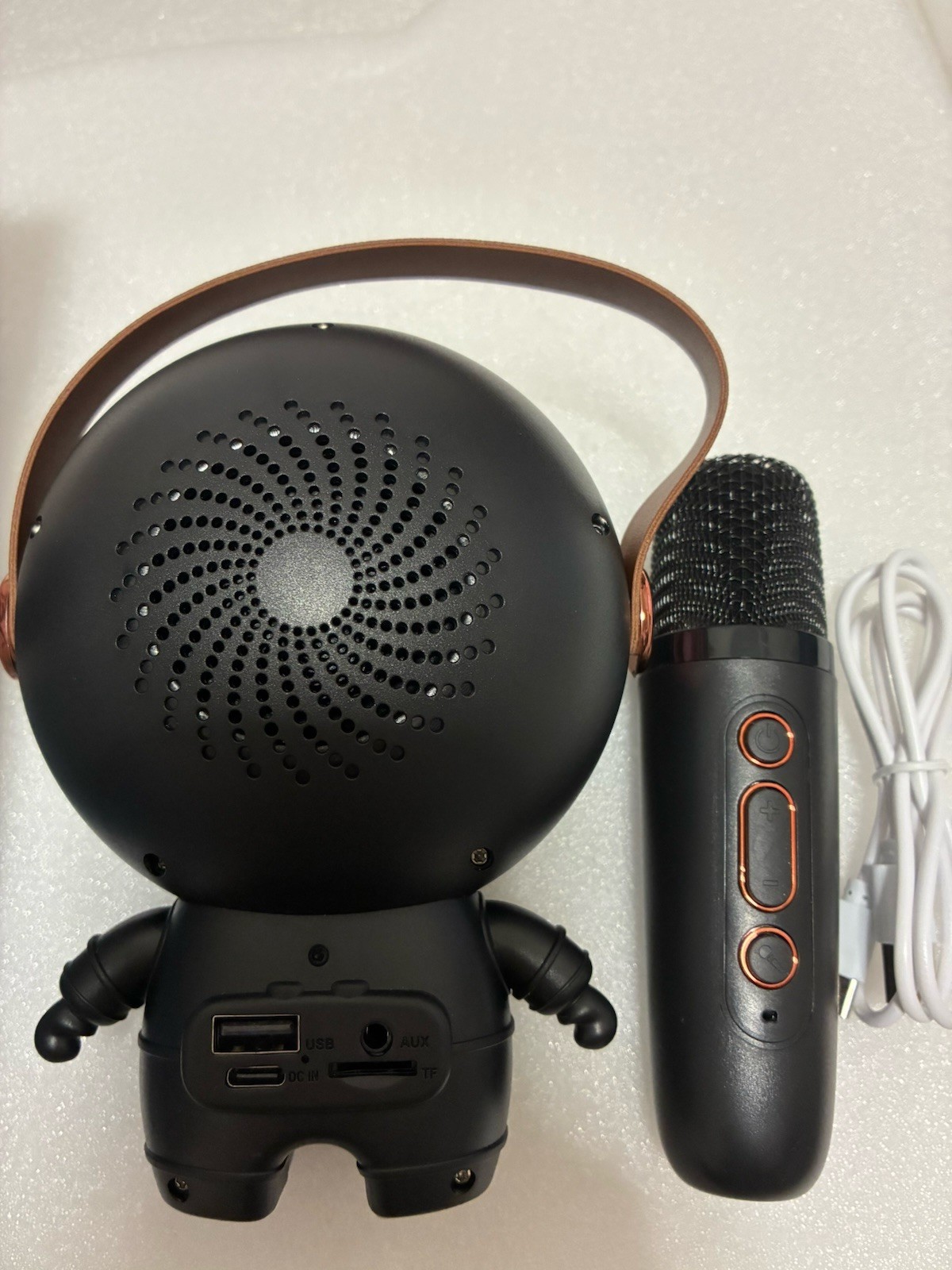 Portable Karaoke Speaker with Wireless Microphone LED Light Rechargeable