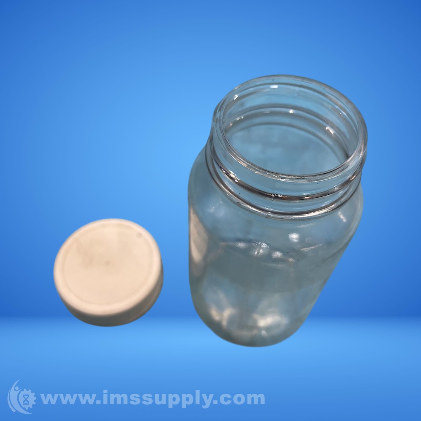 Clear Plastic Jar With White Screw-On Lid USIP