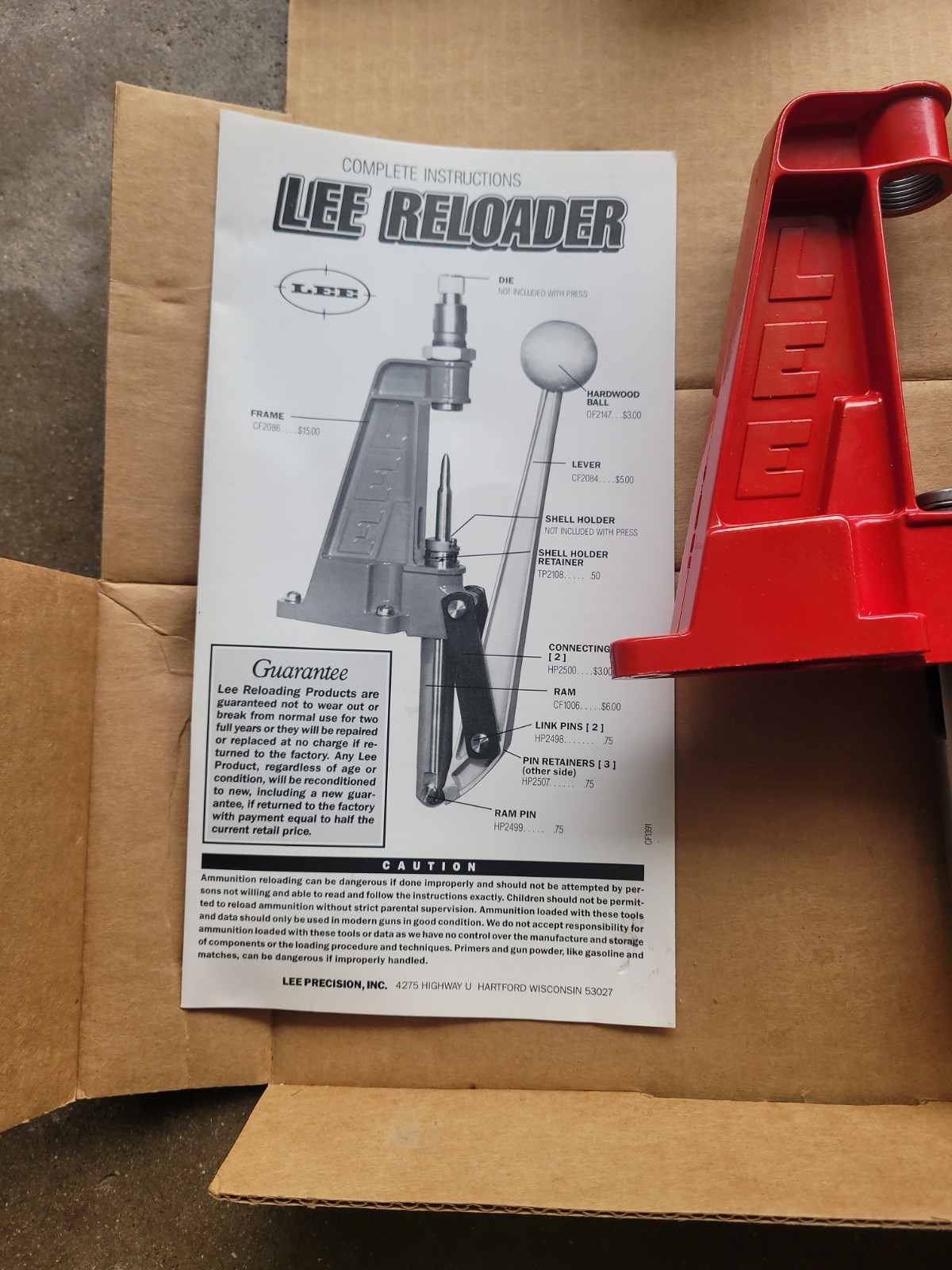Lee Precision Single Stage Reloading Press NOS.