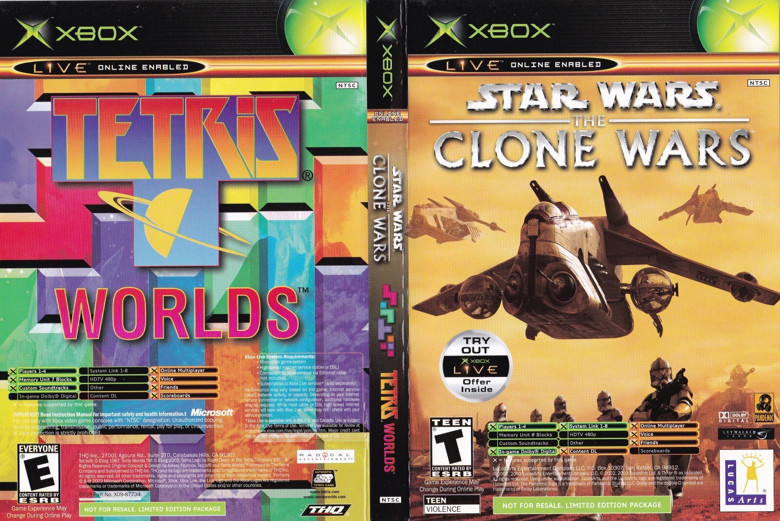 XBox Replacement Artwork ONLY for TETRIS WORLDS / STAR WARS Clone Wars