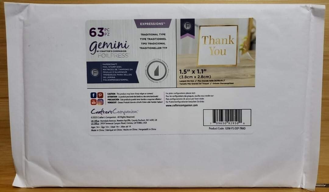 Crafters Companion Expressions Gemini Foil Press Traditional Type
