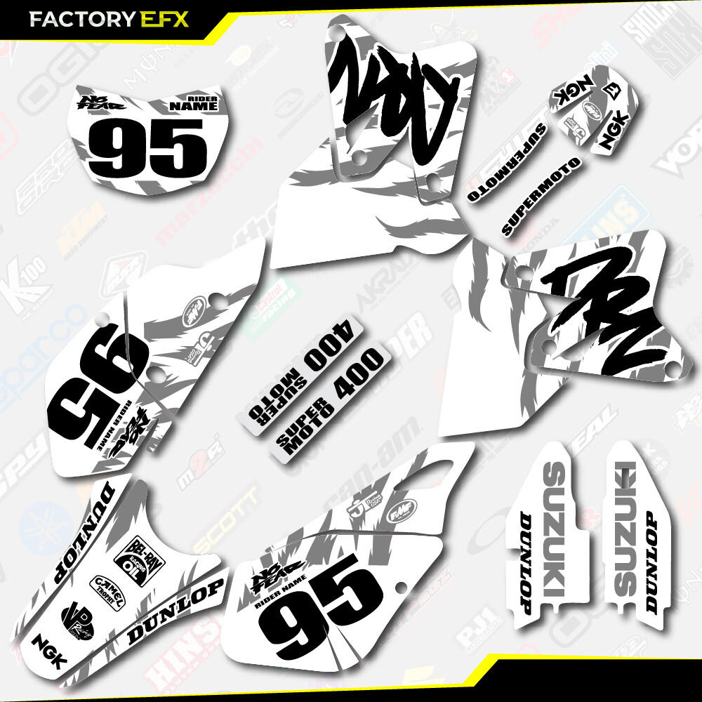 White Snow Fierce Racing Graphics Kit fits Suzuki Drz400 Drz 400 Drz400sm 400sm