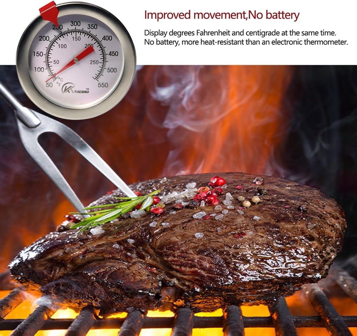 Candy/Deep Fry Thermometer with Instant Read,Dial Thermometer,2" Stainless St...