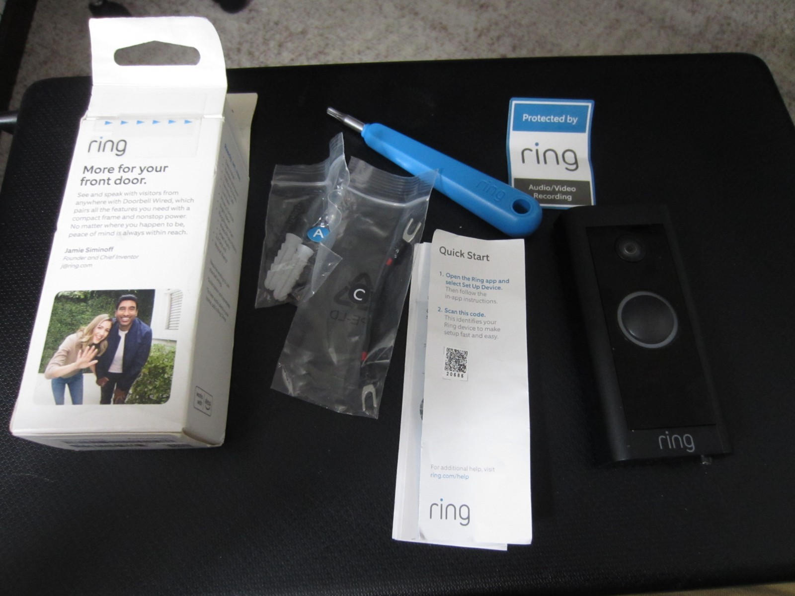 Ring Black Video Doorbell - Wiring Required
