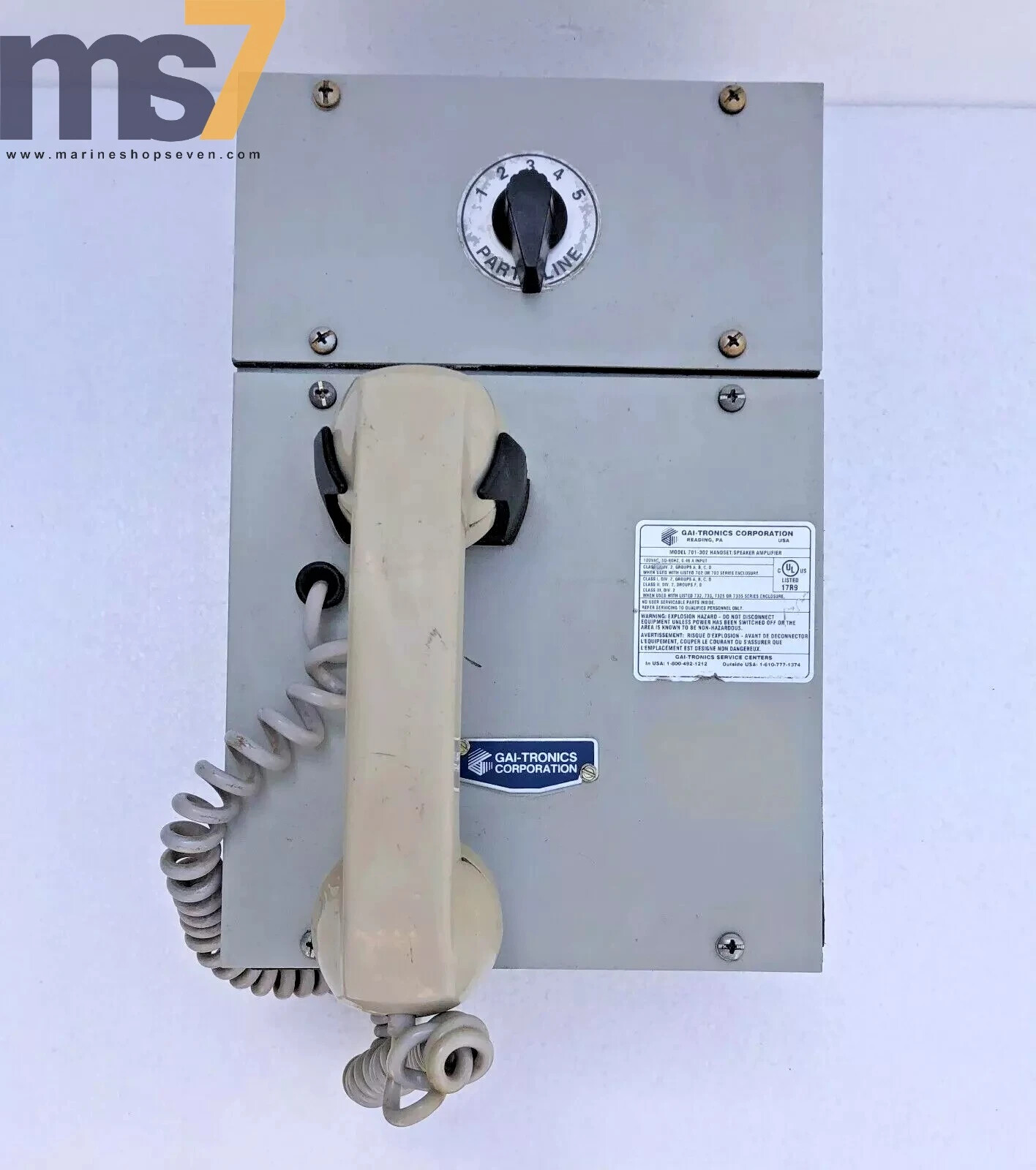 GAI-TRONICS 701-302 HANDSET/ SPEAKER AMPLIFIER 120 VAC 50-60 HZ #7