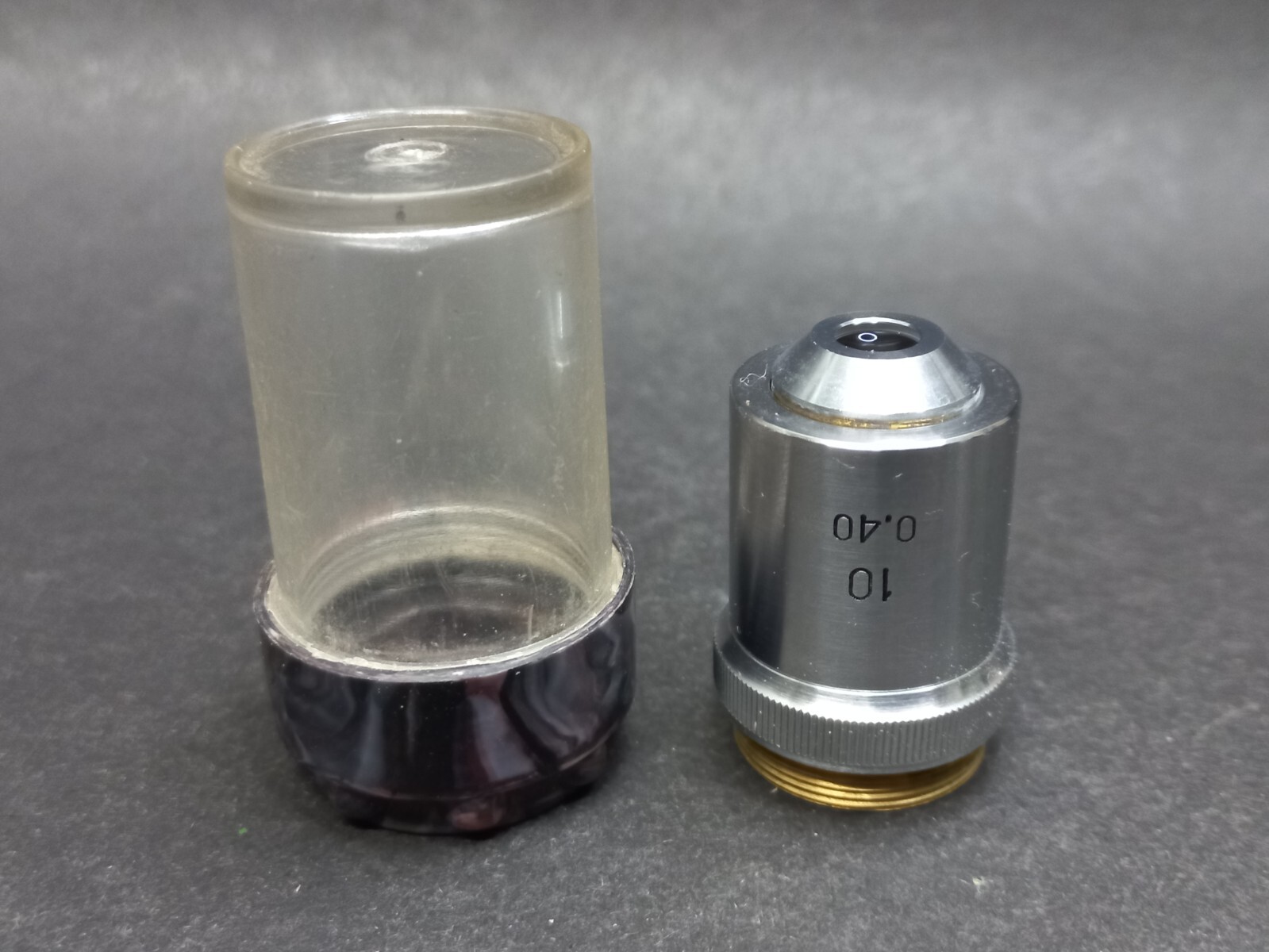 Soviet Vintage Microscope Lens LOMO 10/0,40, USSR Microscope Accessories