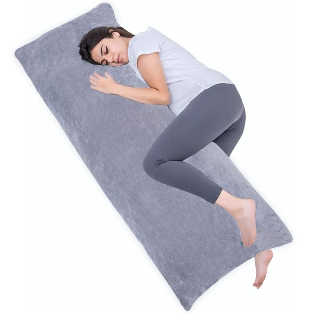 Full Body Pillow For Adults 20x54 Inch Long Sleeping Bed Cushion Dark Grey Ve...