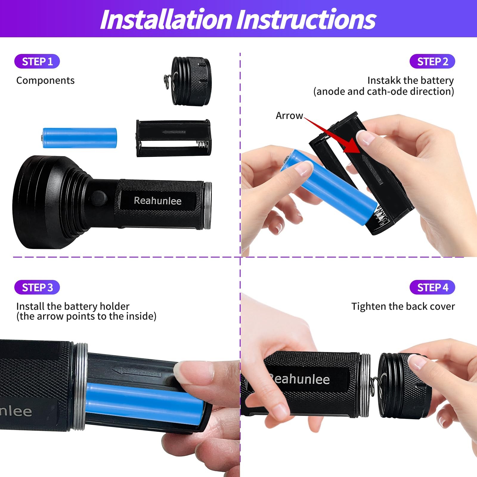 REALHUNLEE Air Conditioner UV Dye Leak Detector, Pro Auto Oil AC UV Dye Leak ...