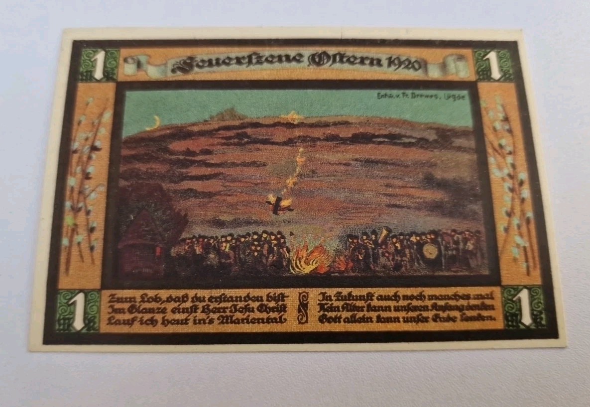 1 Mark 1921 Notgeld  Excellent Condition Old BANKNOTE Germany