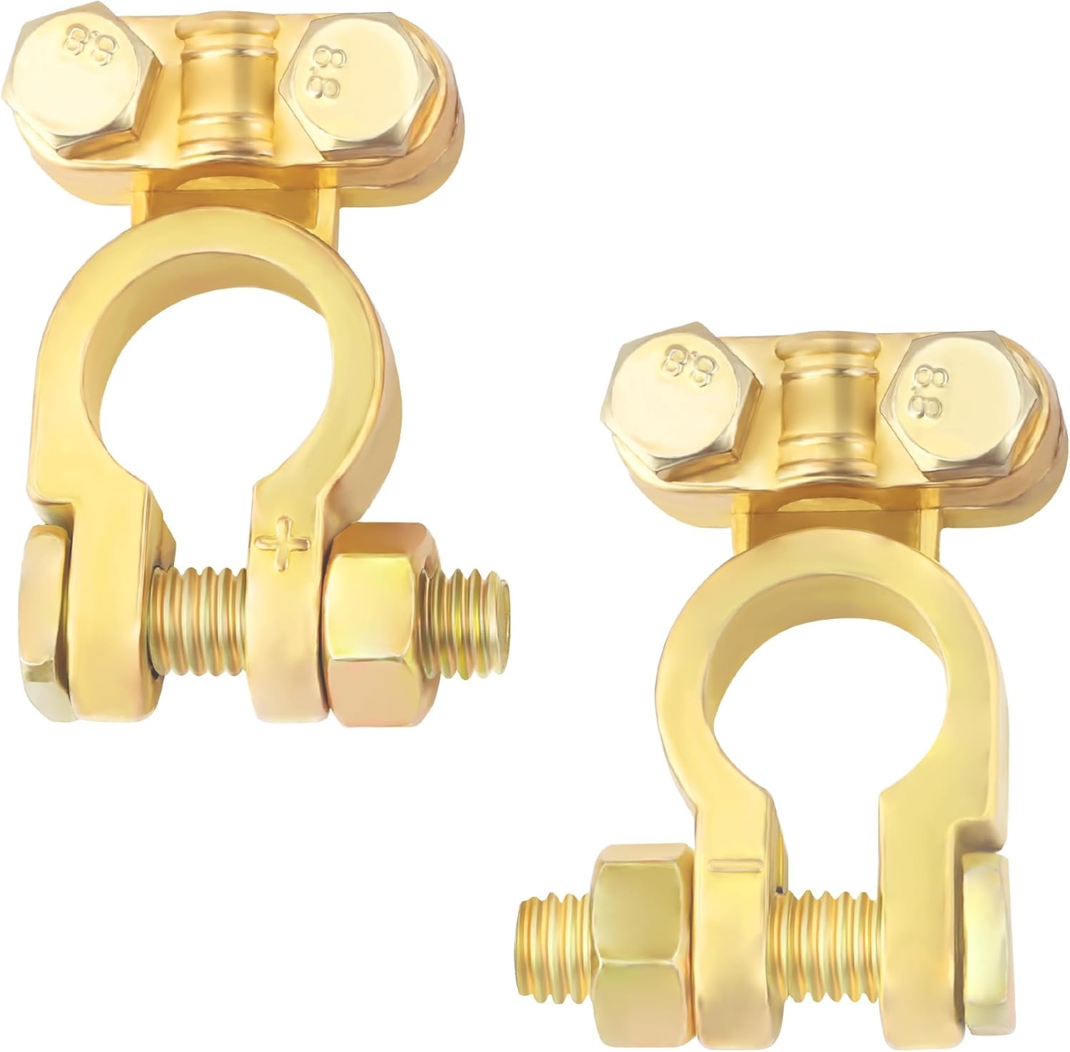 2PCS Positive & Negative Battery Terminal Connectors,Brass Cable...
