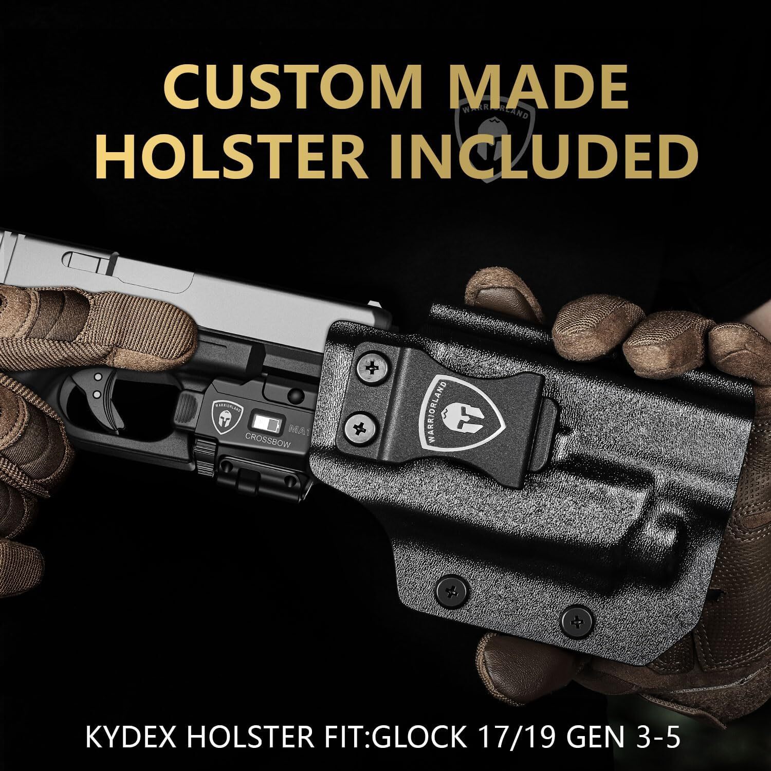Universal Light Laser with Glock 17/19 KYDEX Holster,White LED&Green Laser Light