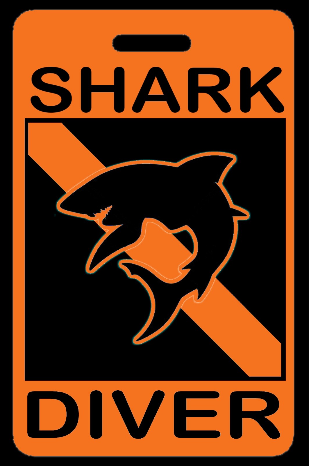Safety Orange Shark Diver w/ Silhouette SCUBA Diving Luggage/Gear Bag Tag - New