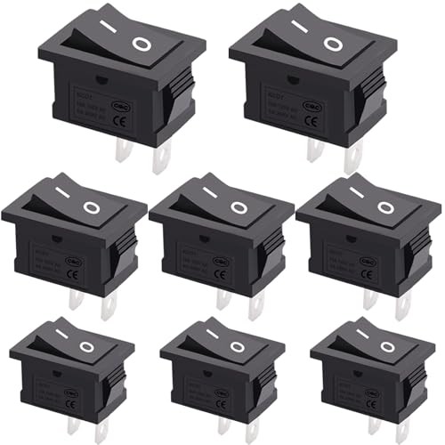 8Pcs 12V Rocker Switch On/Off 2 Pin 2 Position SPST Car Auto Boat KCD1-On/Off
