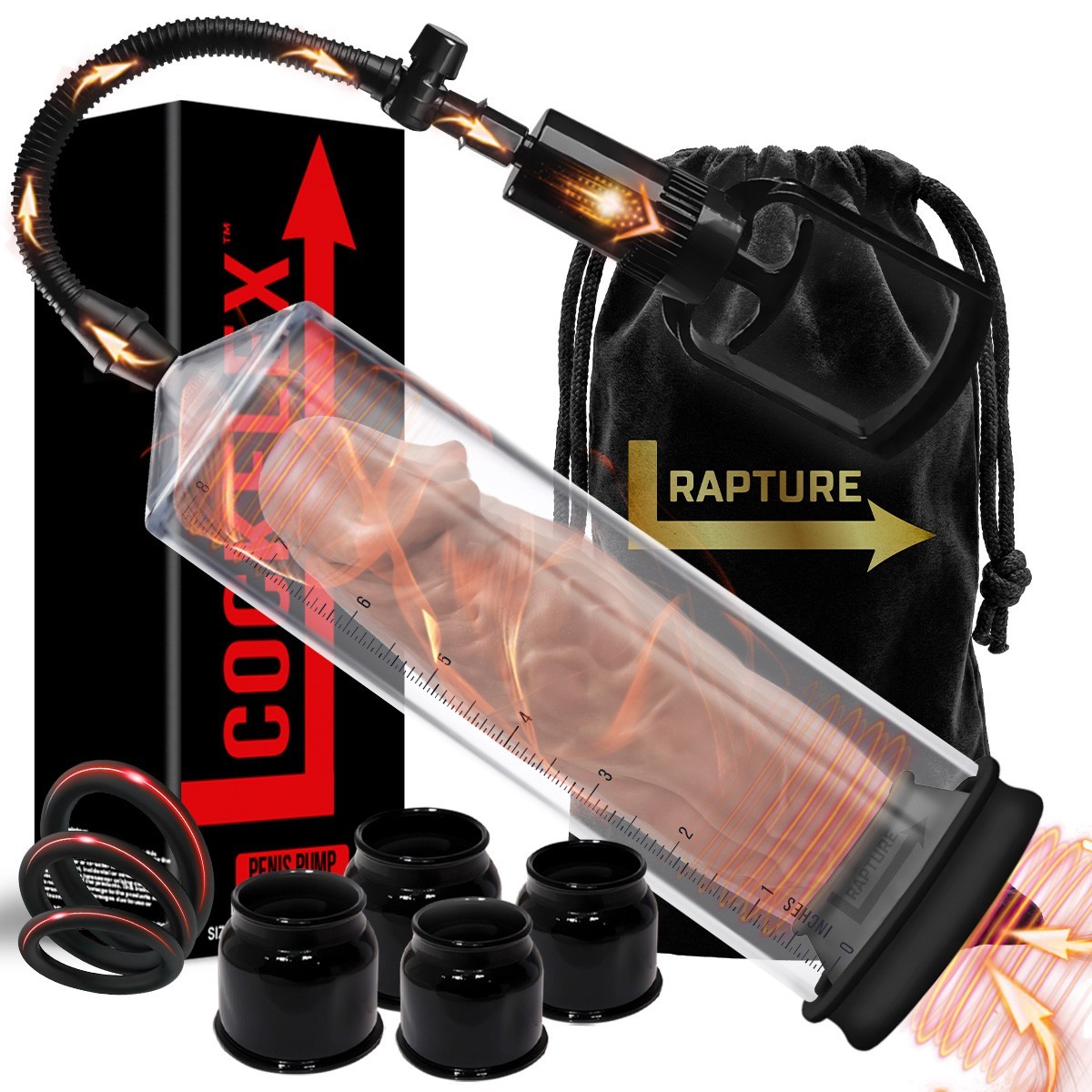 Vacuum Penis Pump for Male ED Enhancement Erectile Enlargement +3 Rings 4 Sleeve