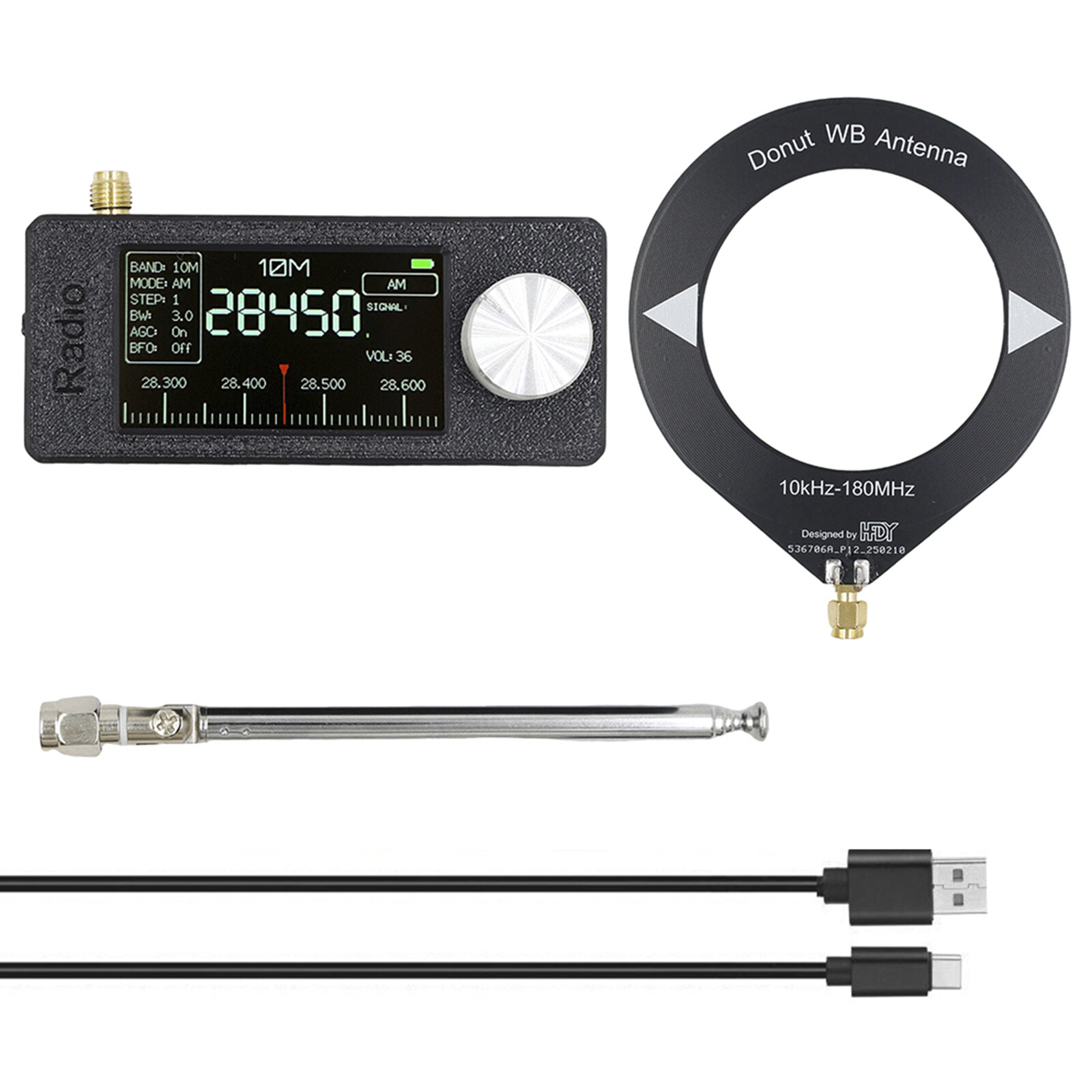 SI4732 Portable Radio 0.5-108MHz LSB USB Mini Pocket Radio 1.9-inch IPS Display