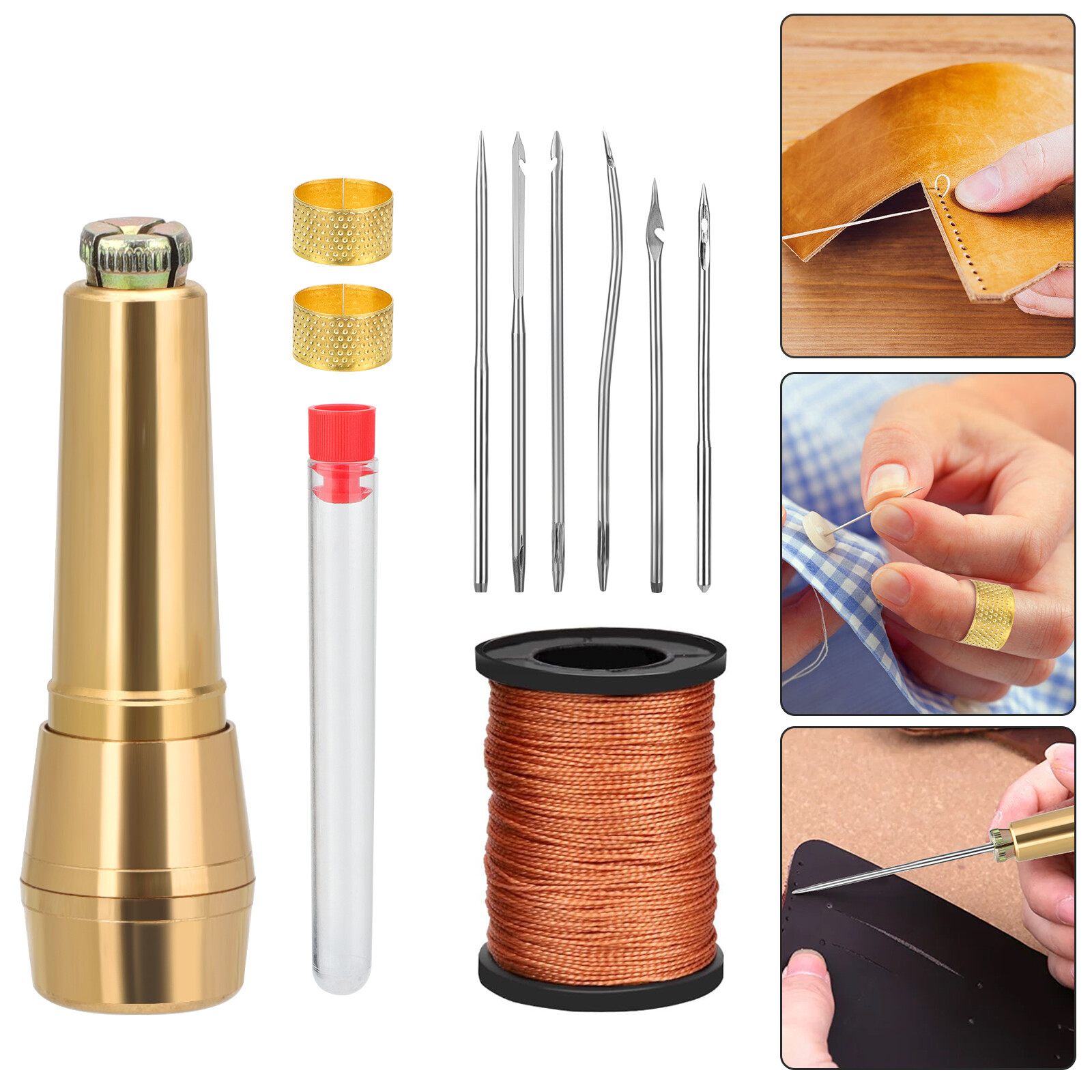 Canvas Leather Sewing Awl Needles Hand Kit 45m Nylon Thread for DIY Repair Tool