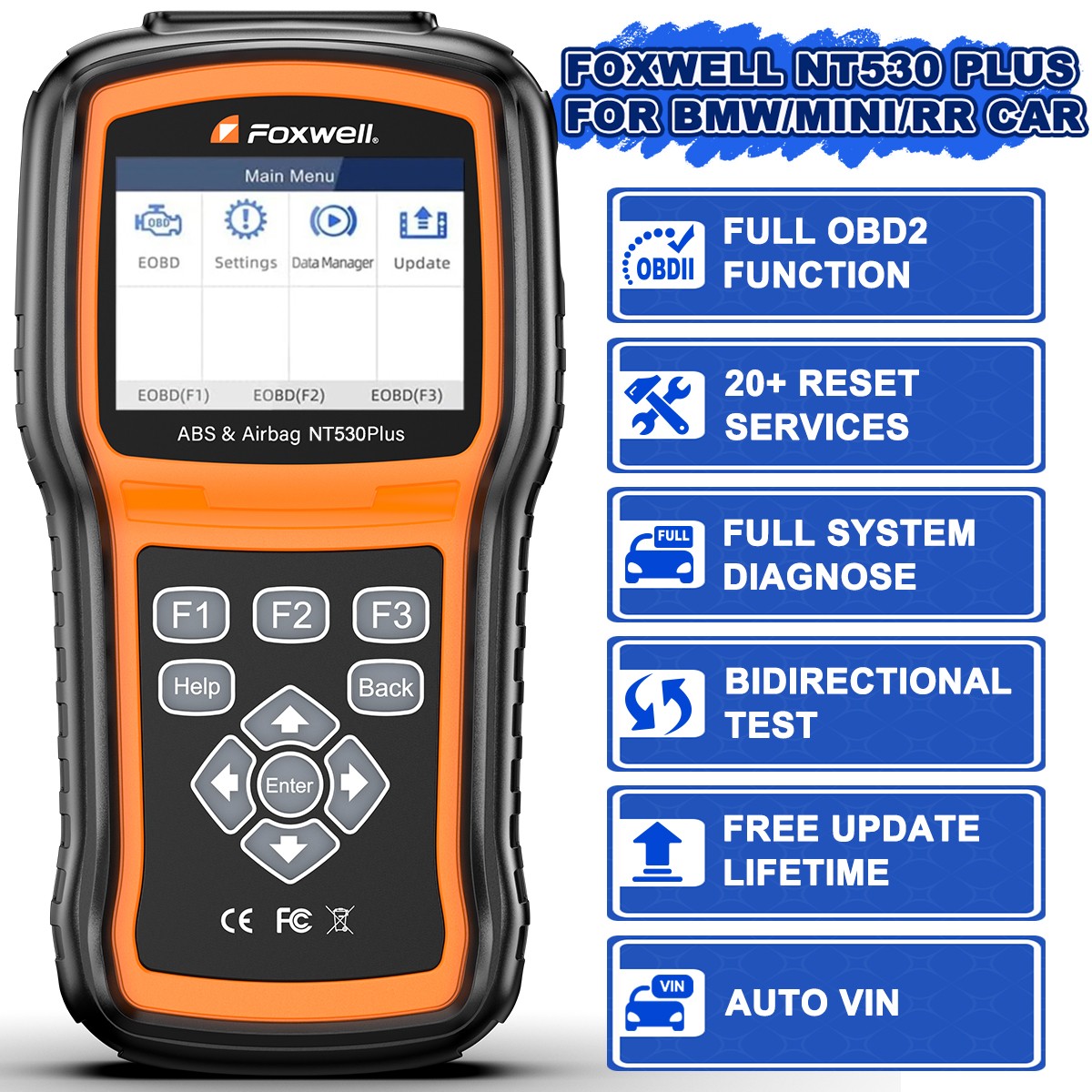 FOXWELL NT530 PLUS For BMW Bidirectional OBD2 Scanner Diagnostic Tool OIL Reset