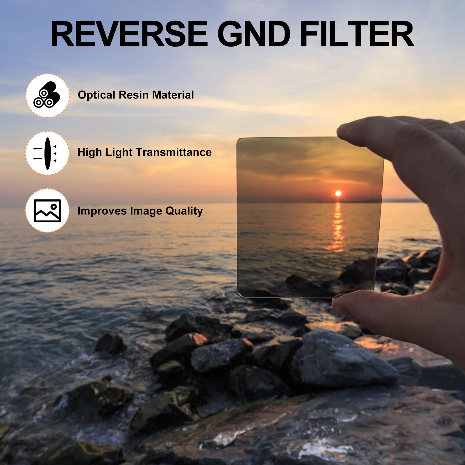 ND4 Reverse GND Filter Neutral Density Lens Filter, Gray