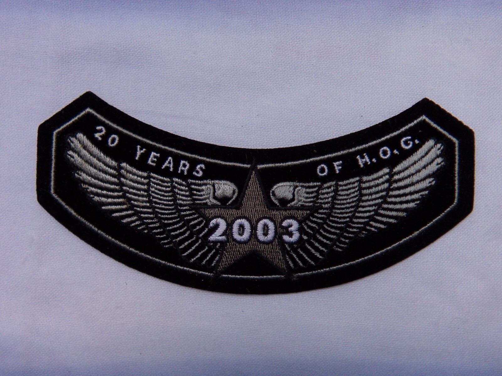 NEW STOCK CLOTH PATCH 2003 HARLEY DAVIDSON  MOTORCYCLES  20 YEARS OF H.O.G
