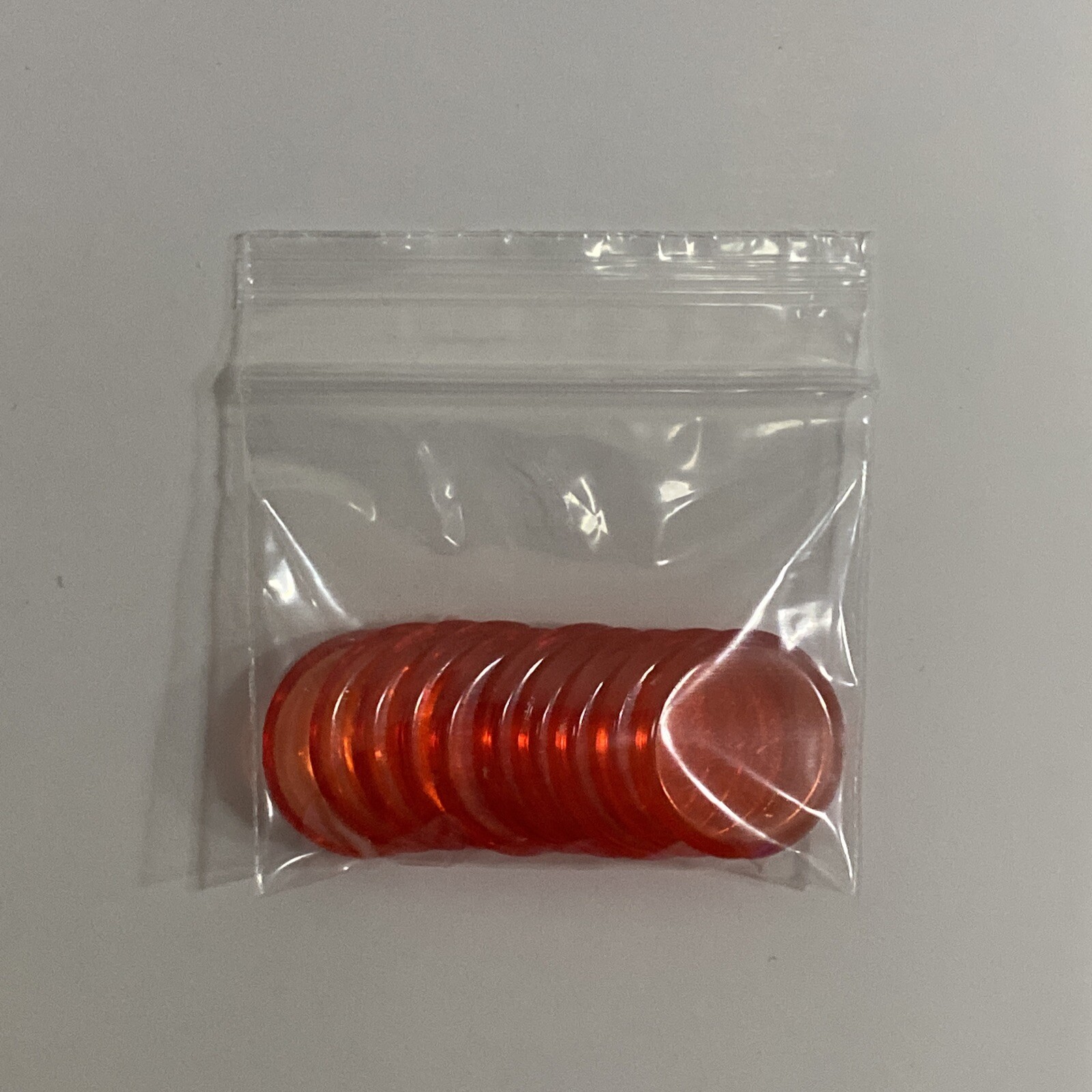 10 Transparent Red 3/4” Counters Board Game Replacement Pieces Parts New!