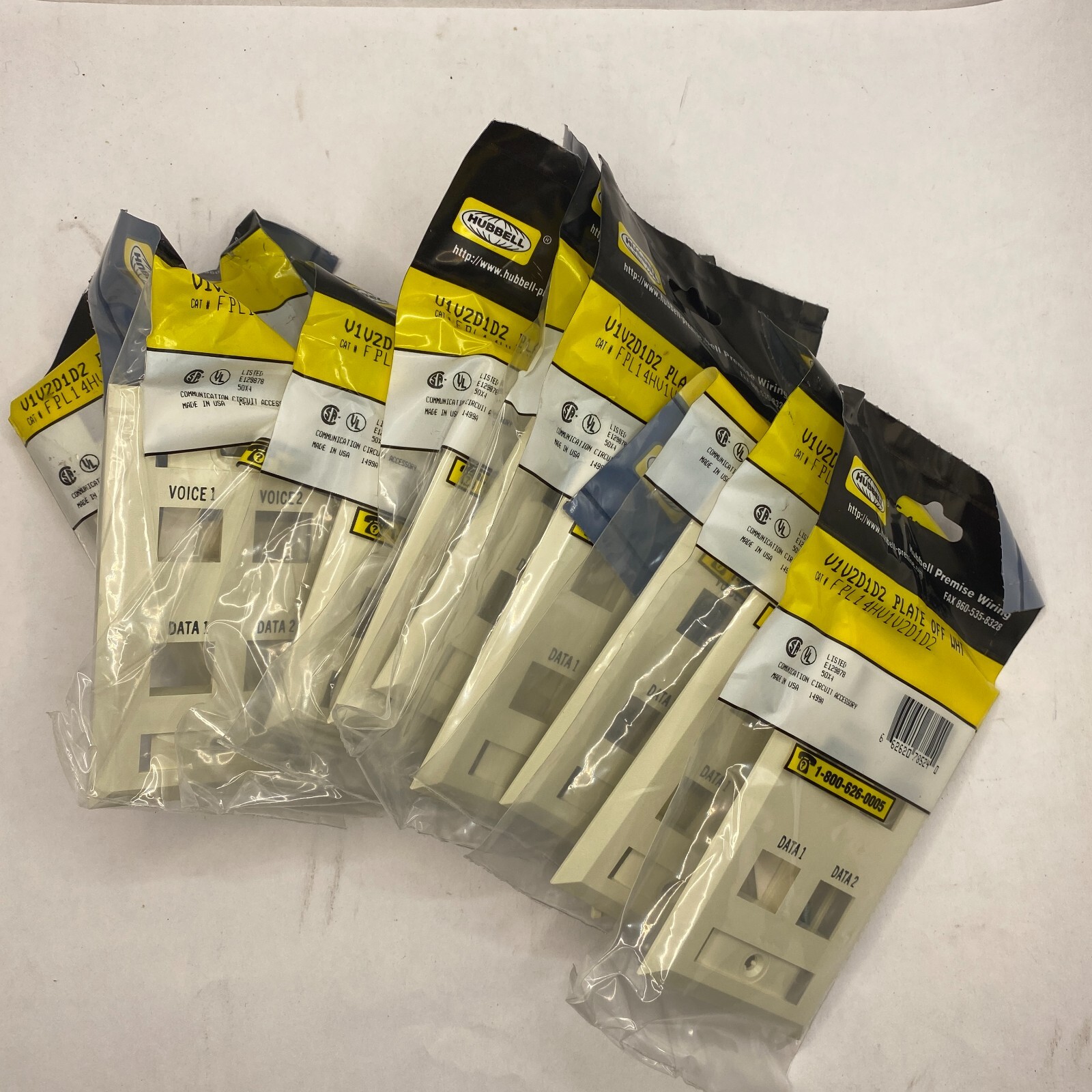 HUBBELL V1V2D1D2 PLATE OFF WHT PORT LOT OF 9 🔔