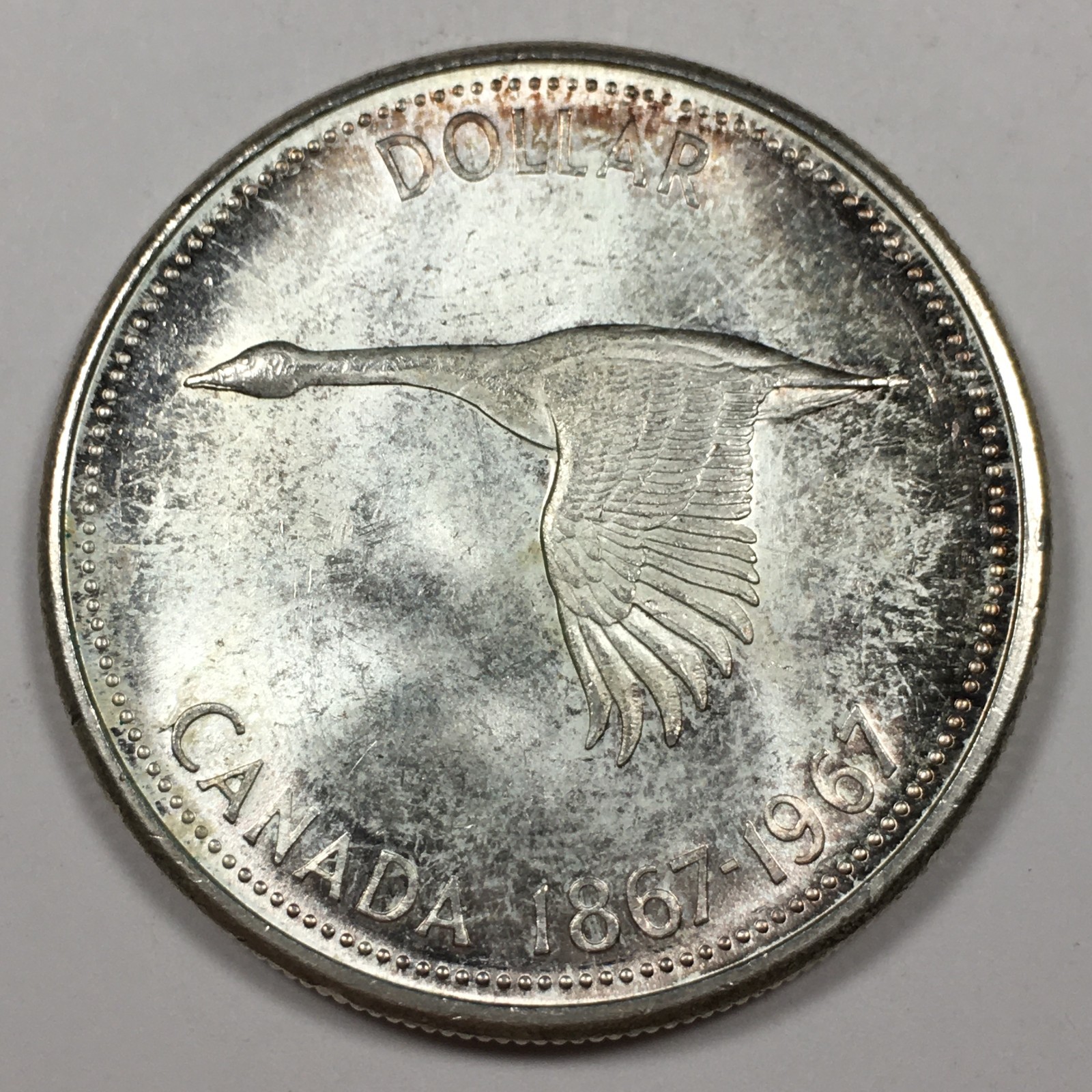 1967 Canada 80% Silver Dollar - Mint State (MS) KM#70 0.6 ASW - 8243-SF