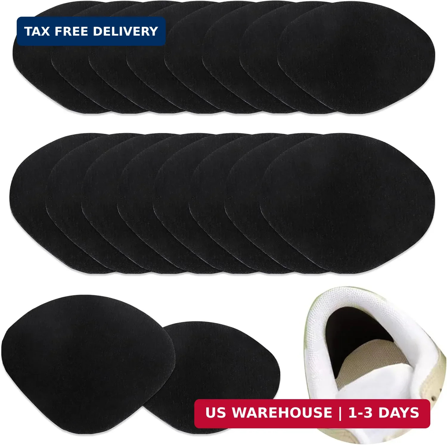 Shoe Heel Repair, 16Pcs Shoe Patches for Holes, Black Self-Adhesive Shoes Hole R