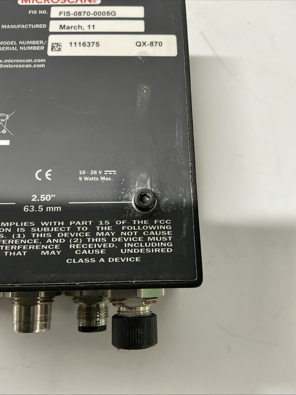 Microscan QX-870 Fixed-Mount Scanner X-205