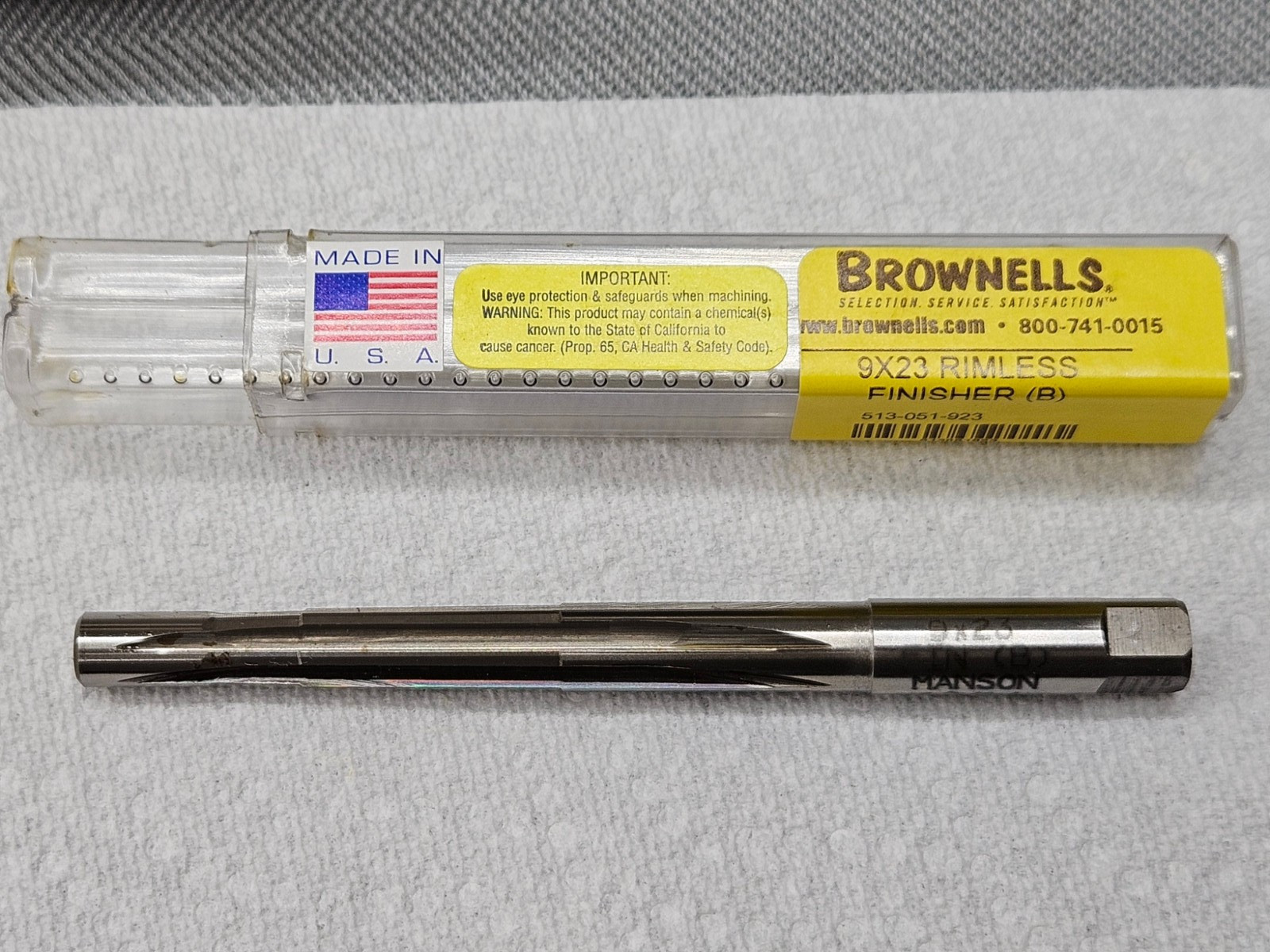 9x23 Rimless finish Chamber Reamer Manson 9 x 23