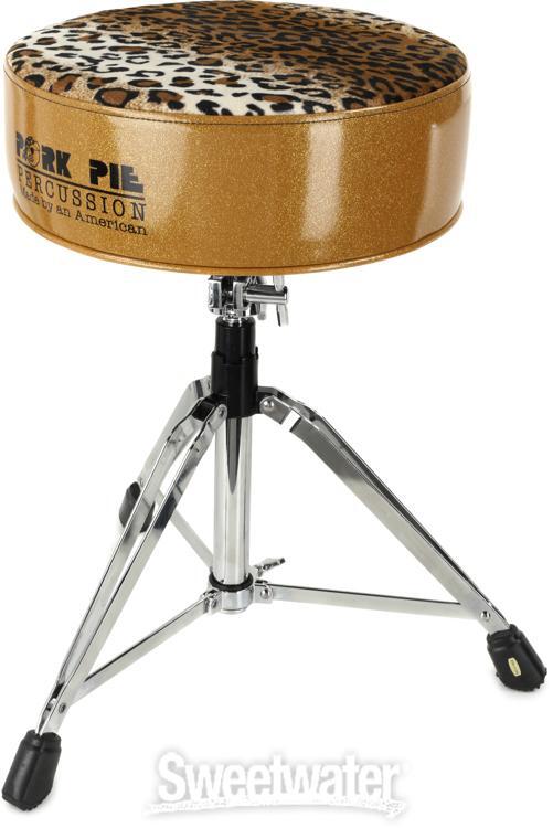 Pork Pie Percussion Round Drum Throne - Gold with Leopard Print