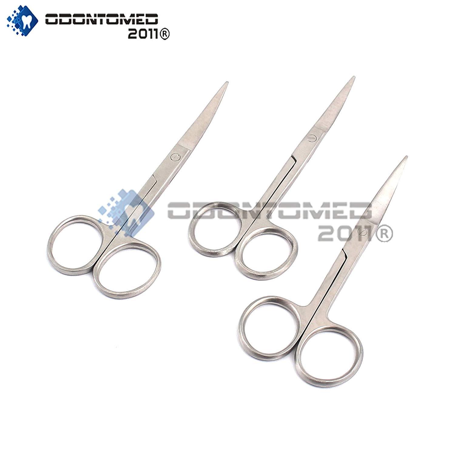 3 Operating Dissecting Surgical Scissors 4.5" Curved Sharp Sharp Blades