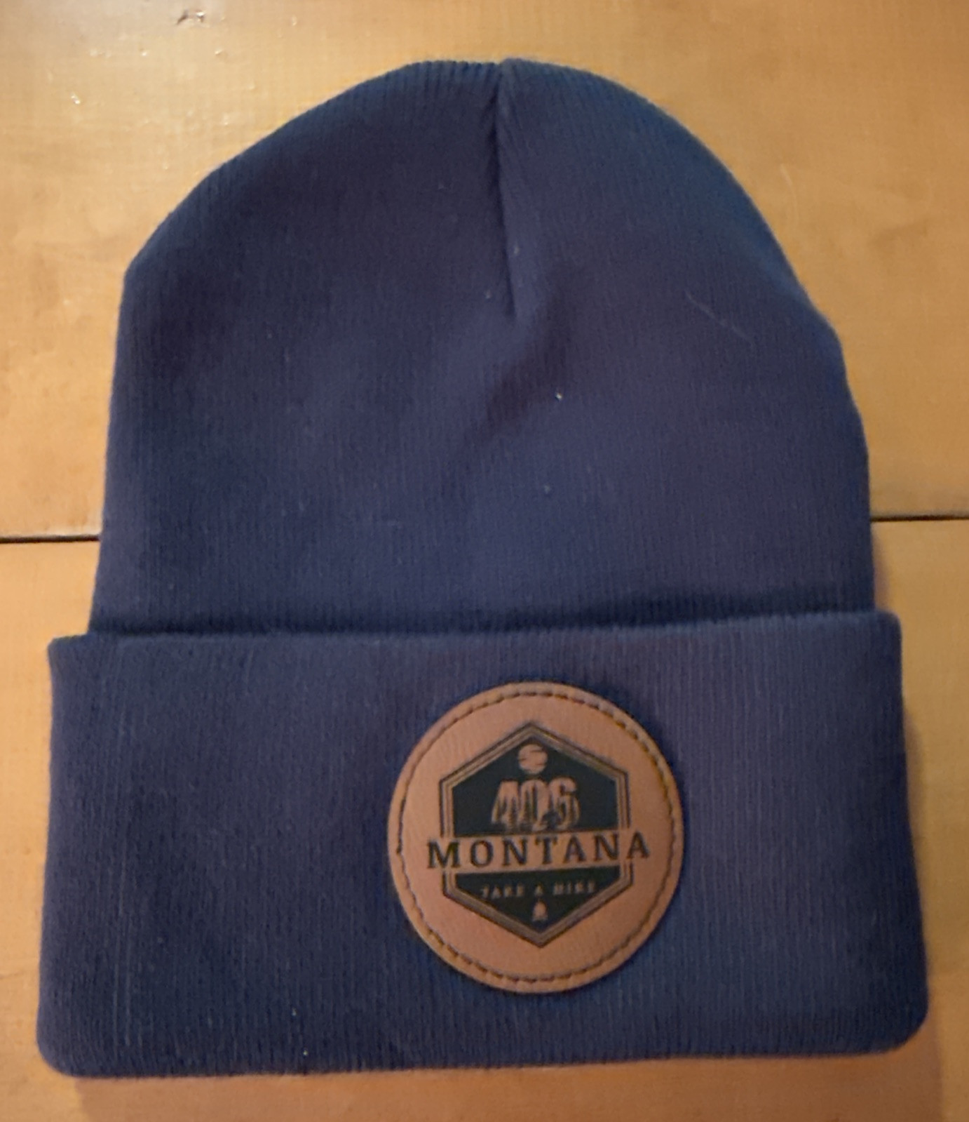 Montana 406 Leather Tag Winter Black BEANIE HAT MTN ONE SIZE Take A Hike NEW