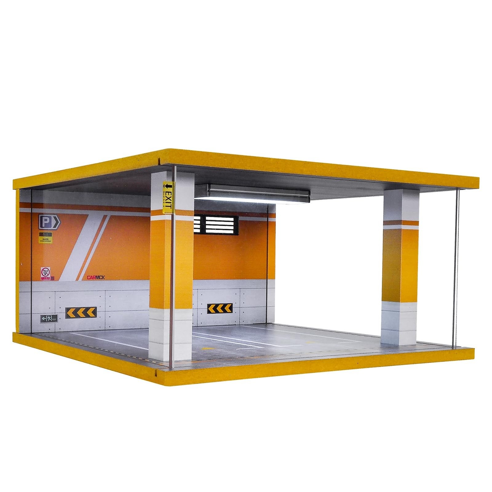 Display Case Car Acrylic Cover 1/24 Scale Parking Garage Wooden Diecast Car S...