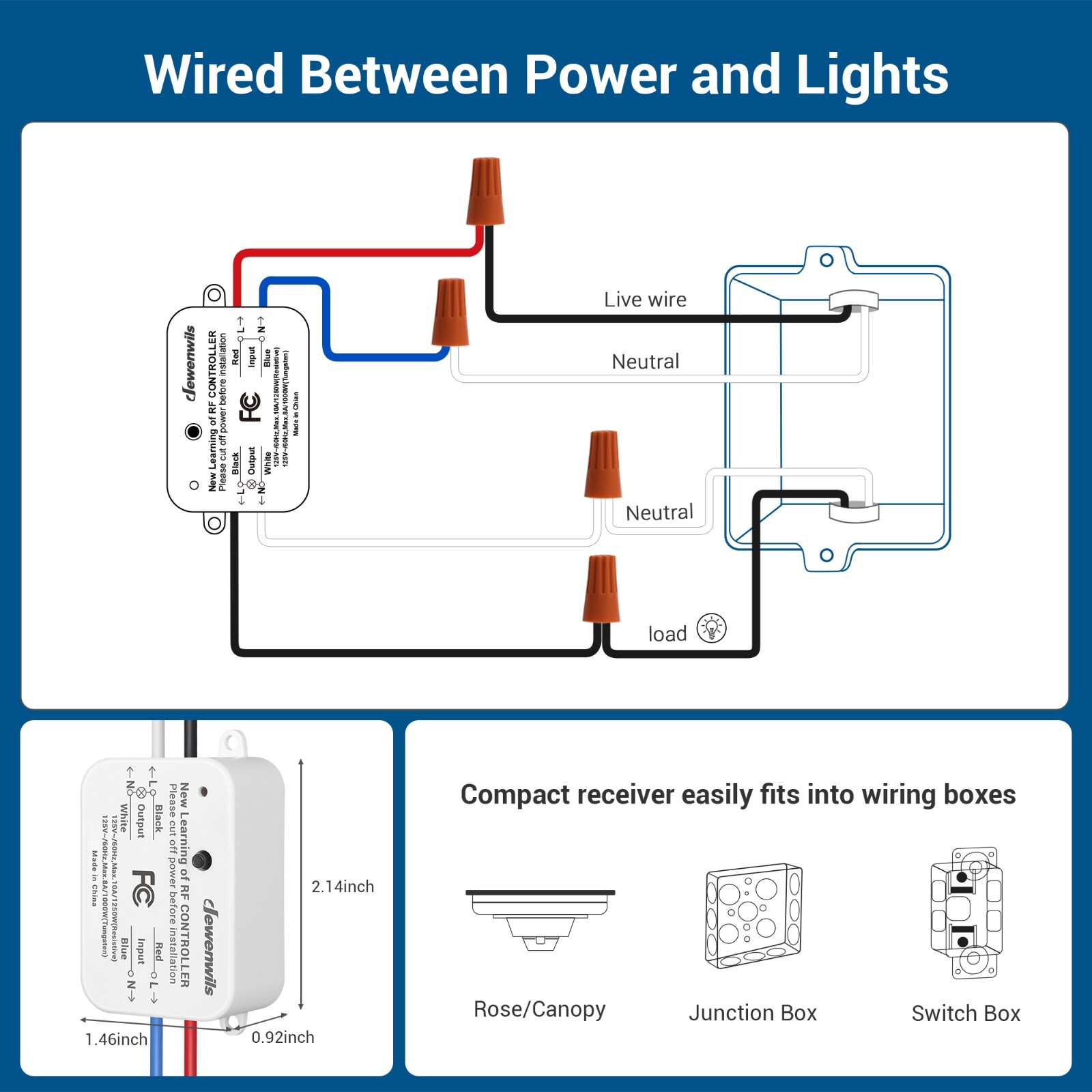 DEWENWILS Wireless Remote Control Wall Light Switch Ceiling Lights Programmable