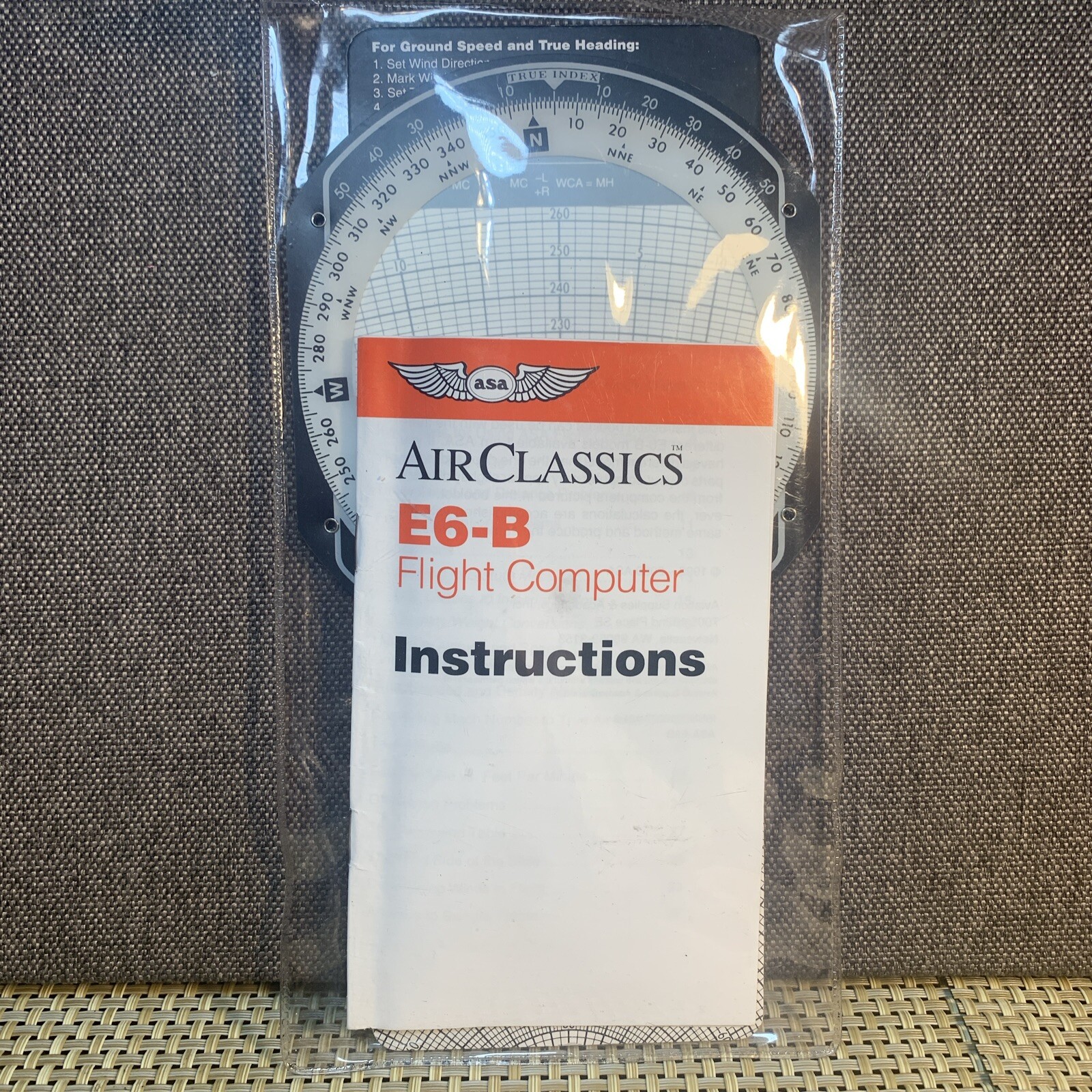 ASA Air Classics L E6-B Flight Computer Instructions & Clear Plastic Sleeve
