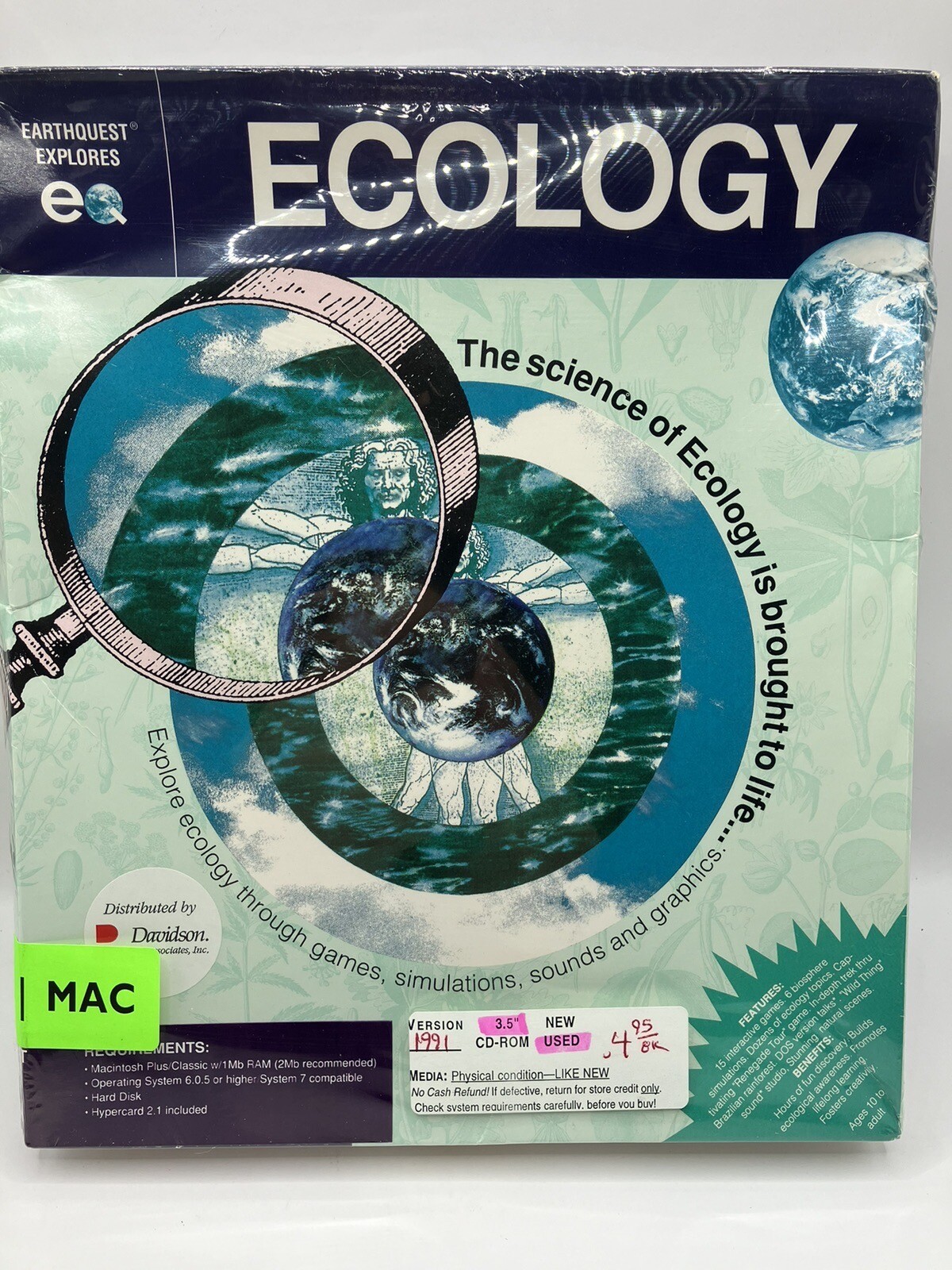 Earthquest Explores Ecology For Mac 3.5” Floppy Used SEALED