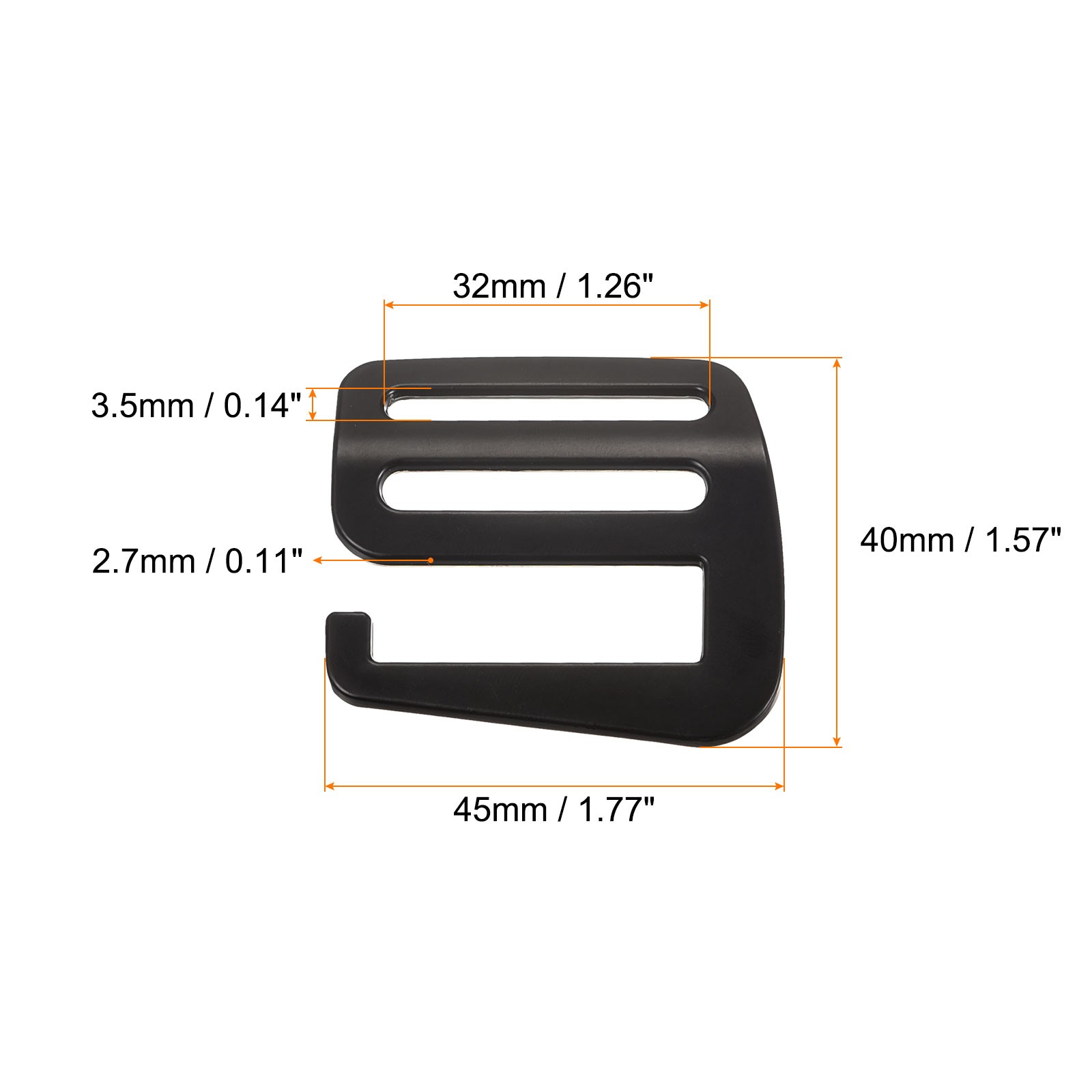 1.26" Webbing Release G Hook Buckle Adjuster for Backpack Strap 2Pcs Matte Black