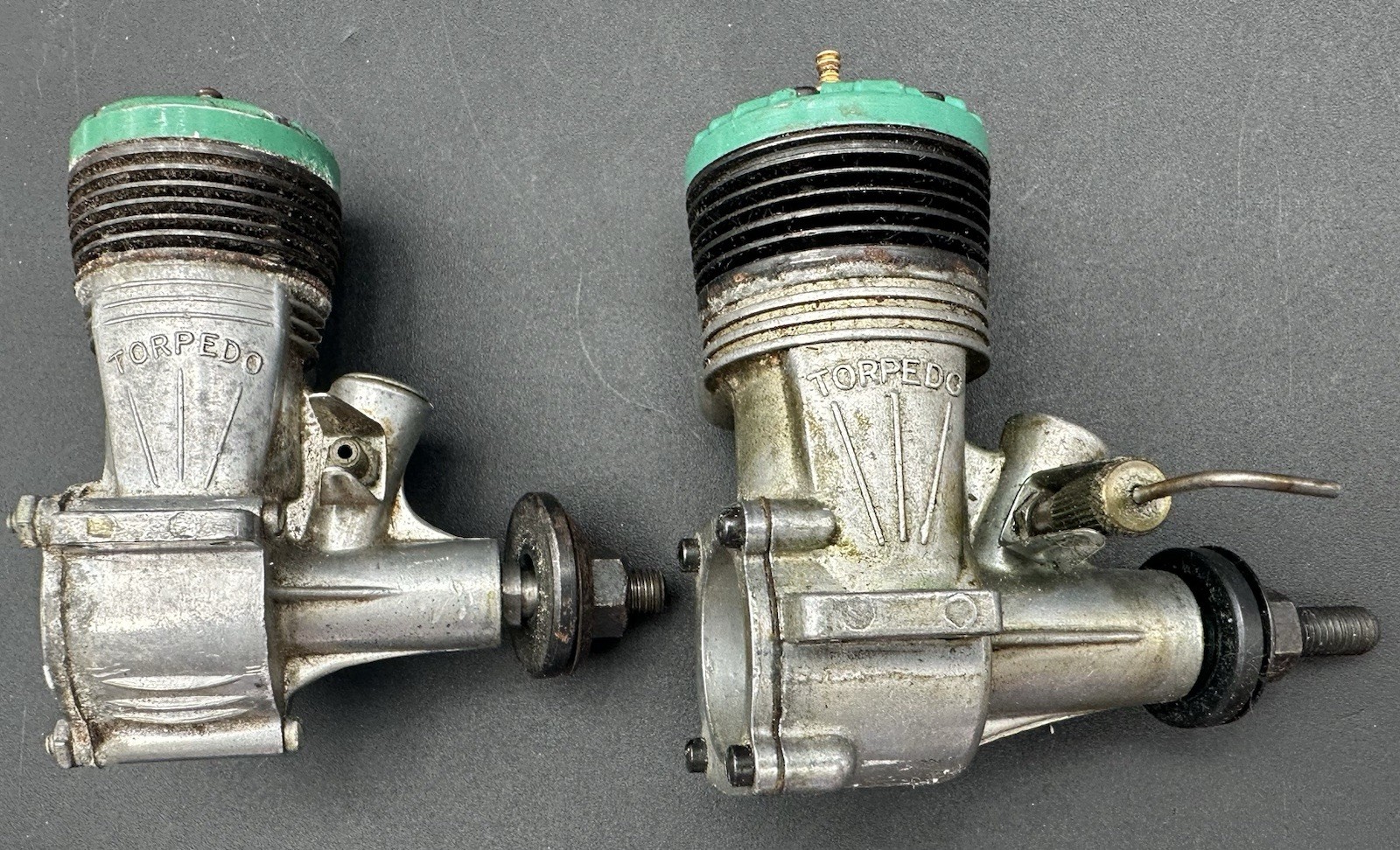 Vintage RC Remote Control Airplane Engine Torpedo 29 & 35 Green Head Two pc Lot
