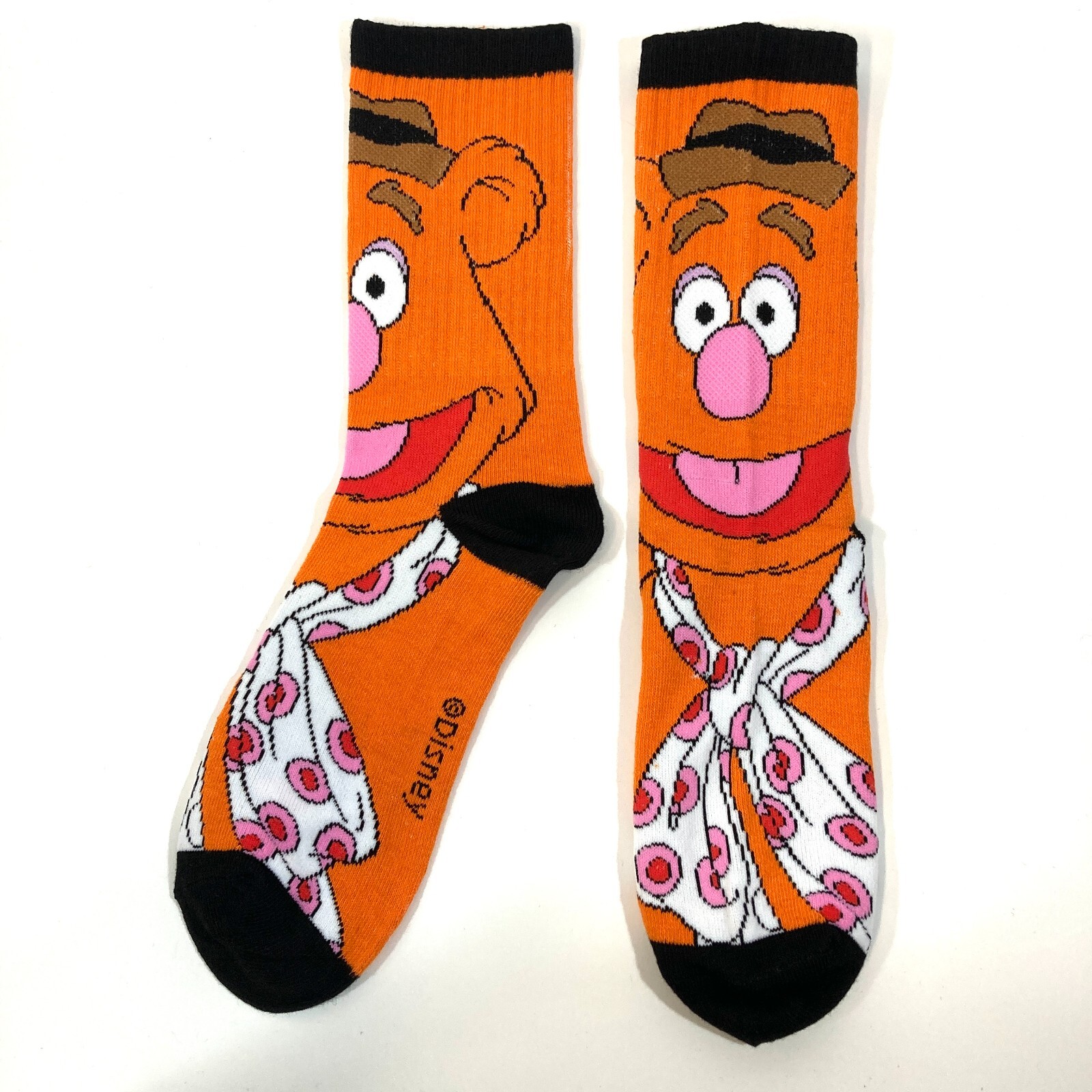 new MUPPETS FOZZIE BEAR SOCKS orange disney BIG LOGO men/women ADULT CREW OSFM