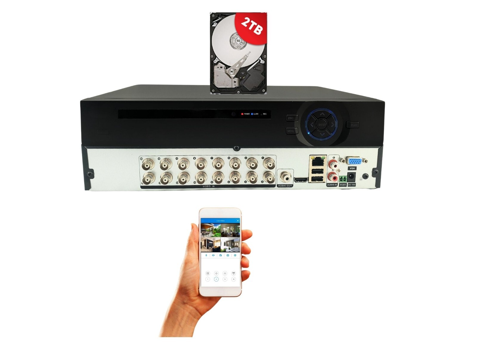 Evertech 16 Channel H.265 DVR Security Recorder 2TB HDD Recording Remote Access