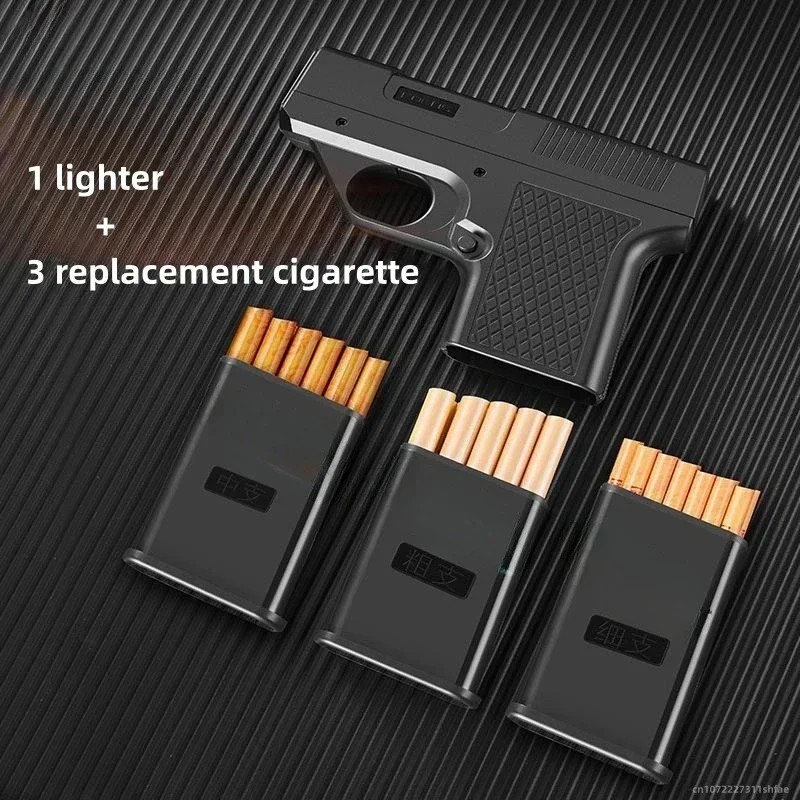 Windproof Jet Flame Butane Lighter Refillable Torch 3 Cigarette Holder Gift
