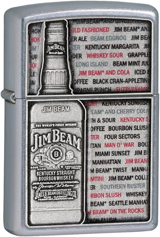 Zippo Jim Beam Emblem Street Chrome Lighter 28344