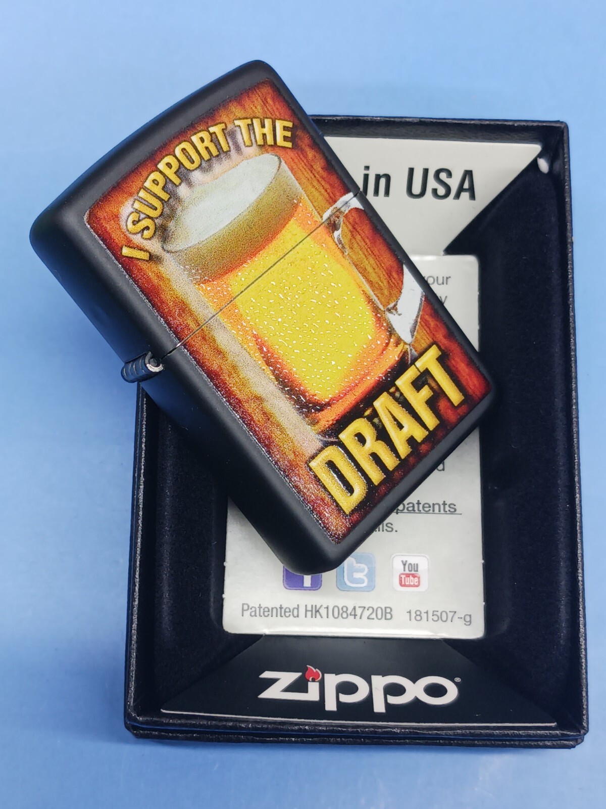 Zippo Black Matte I Support The Draft Lighter 28294