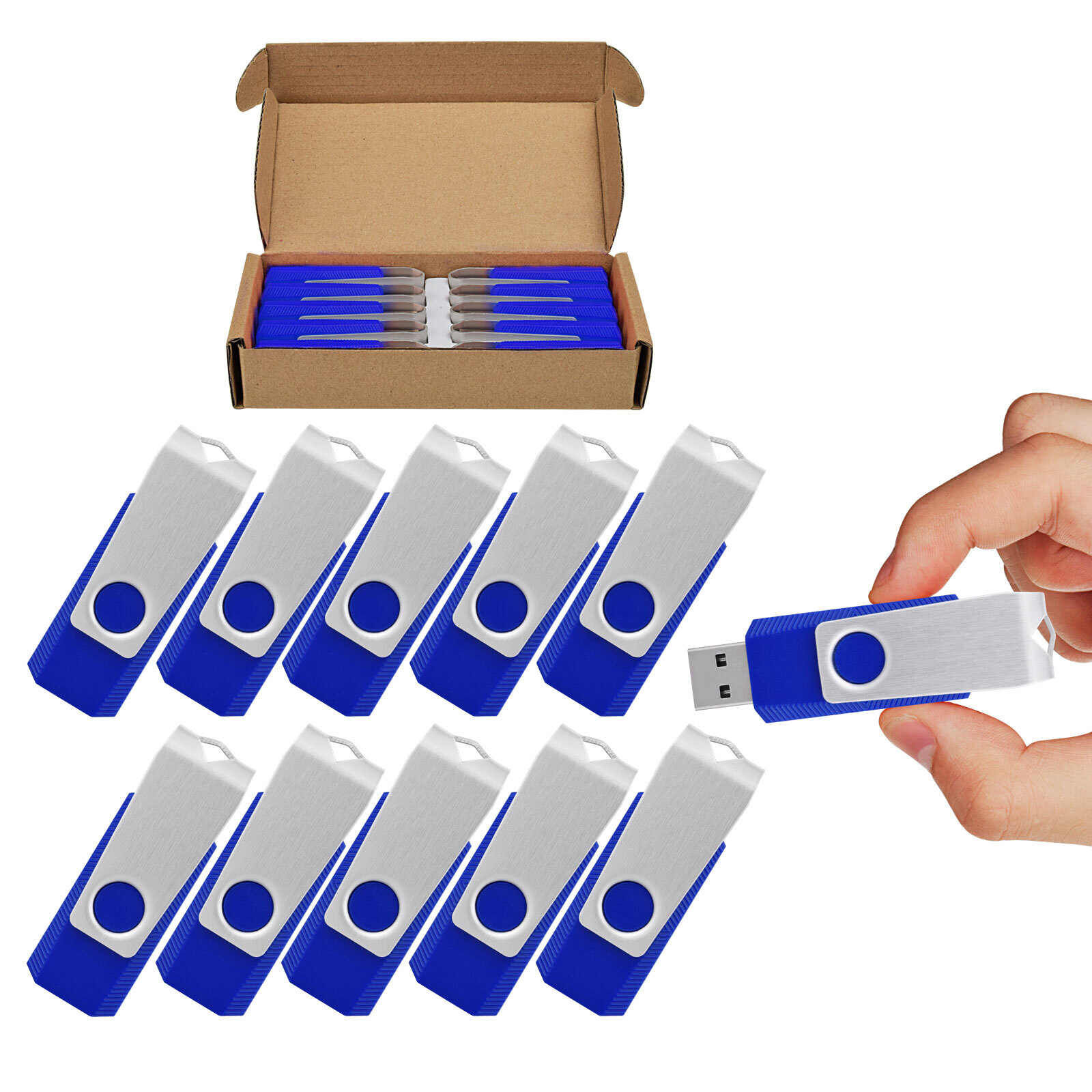 Kootion 5/10pcs 16GB 32GB 64GB 128GB USB 2.0 Metal Swivel USB Flash Drive Lot
