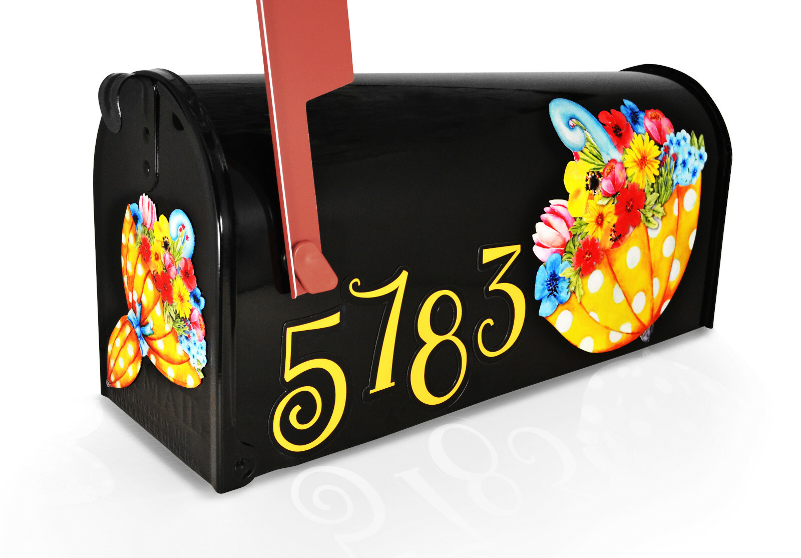 Mailbox Magnet (Partial Cover) Spring Umbrella for Black Mail Box Custom Address