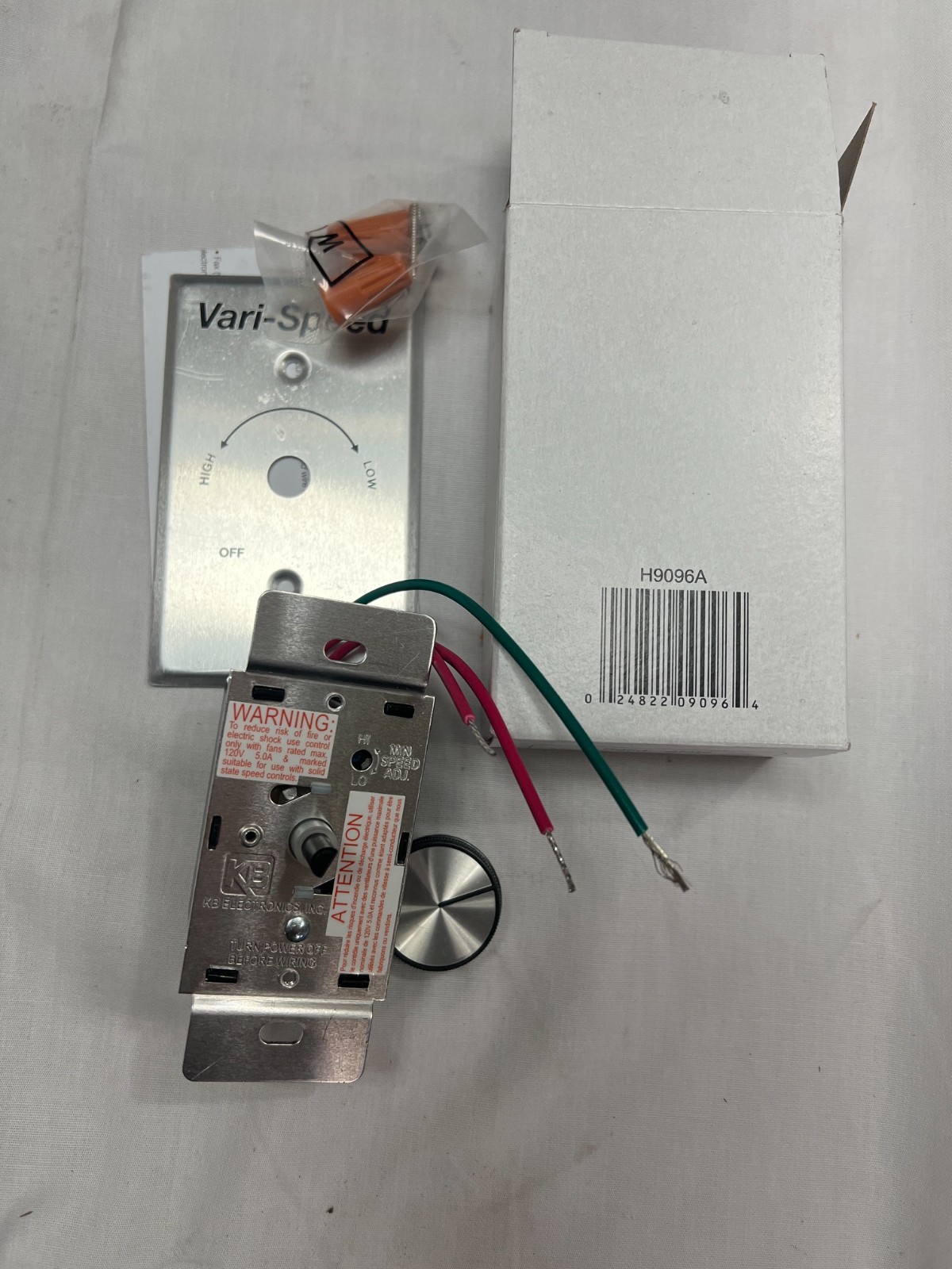 KB Electronics Model KBWC-15K (UL) Variable Speed Fan Control, Wall Mount